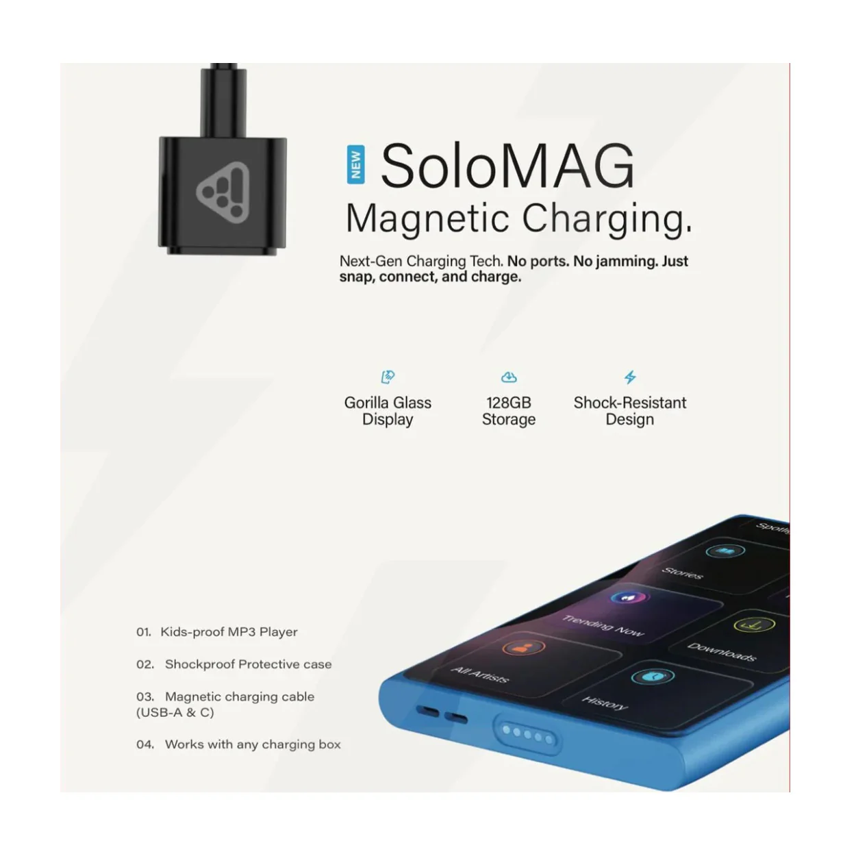 24Six Solo4 128GB Kosher MP3 Player with Jewish Music, Children's Stories (Aqua) - Image 3