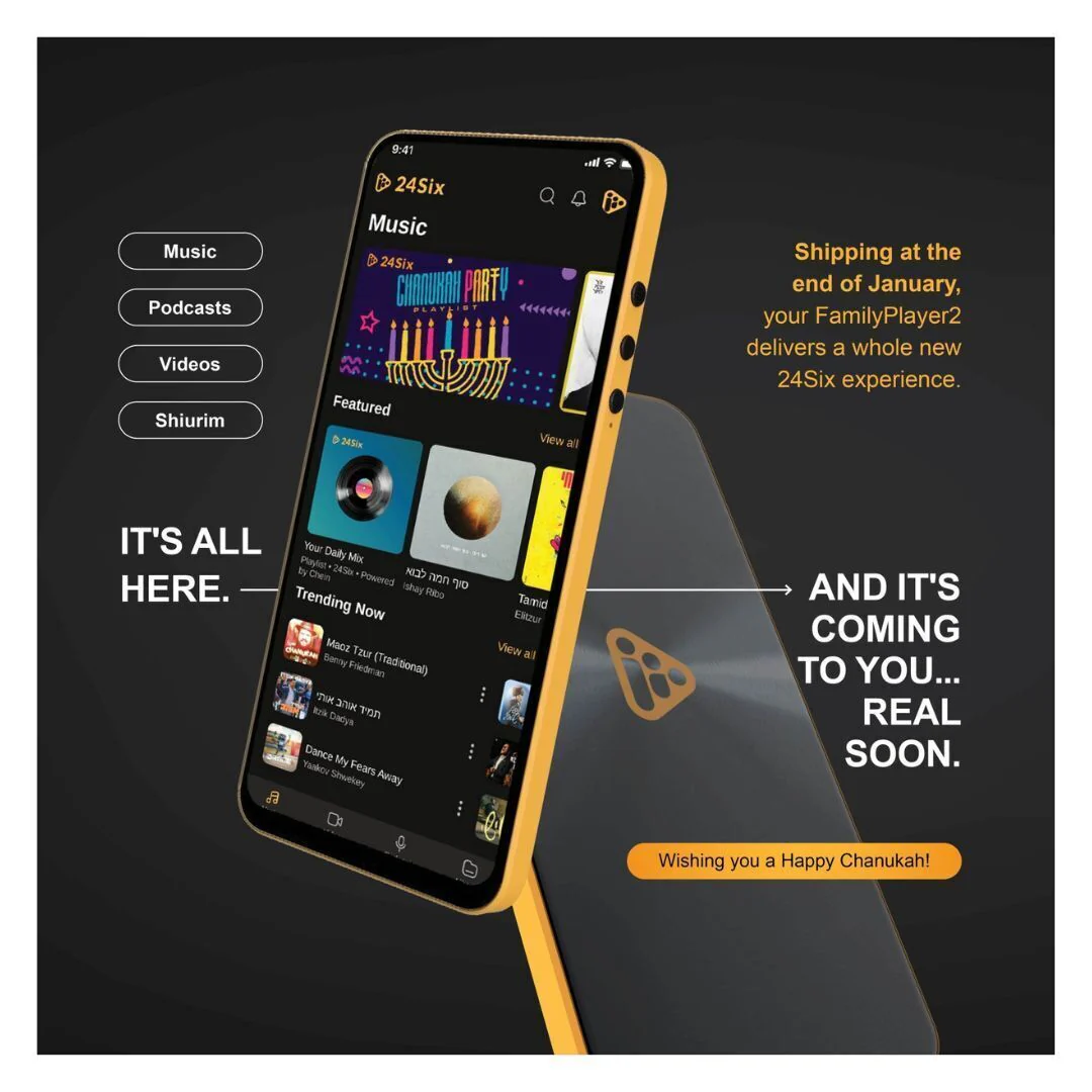 24Six Family Player2 Super-Thin 64GB Kosher Media Player with 6.5-Inch HD Screen (Black and Orange) - Image 6
