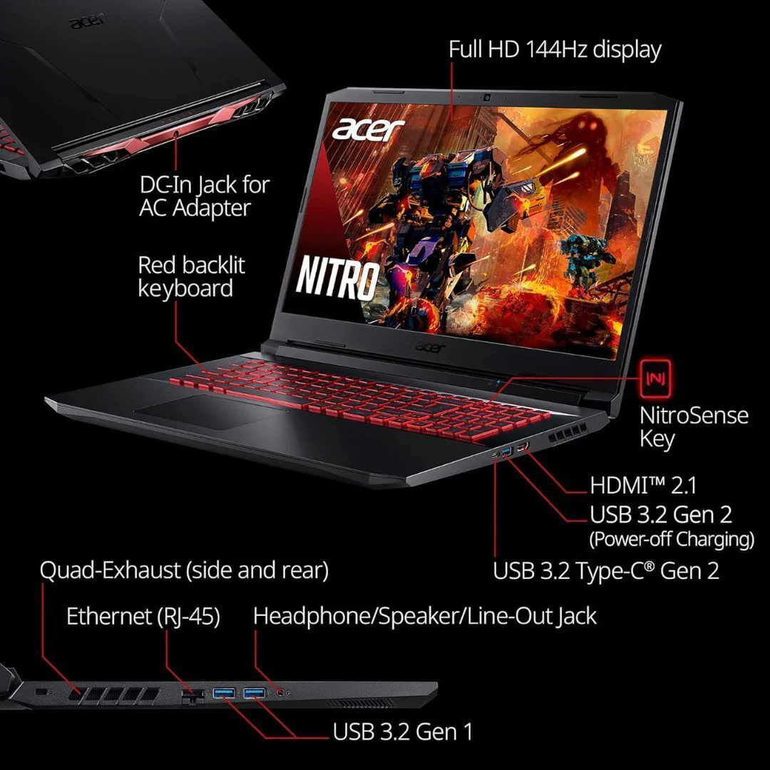 Acer Nitro 5 AN517-54-79L1 17.3 Gaming Laptop Intel Core i7-11800H and NVIDIA GeForce RTX 3050Ti GPU - Image 5