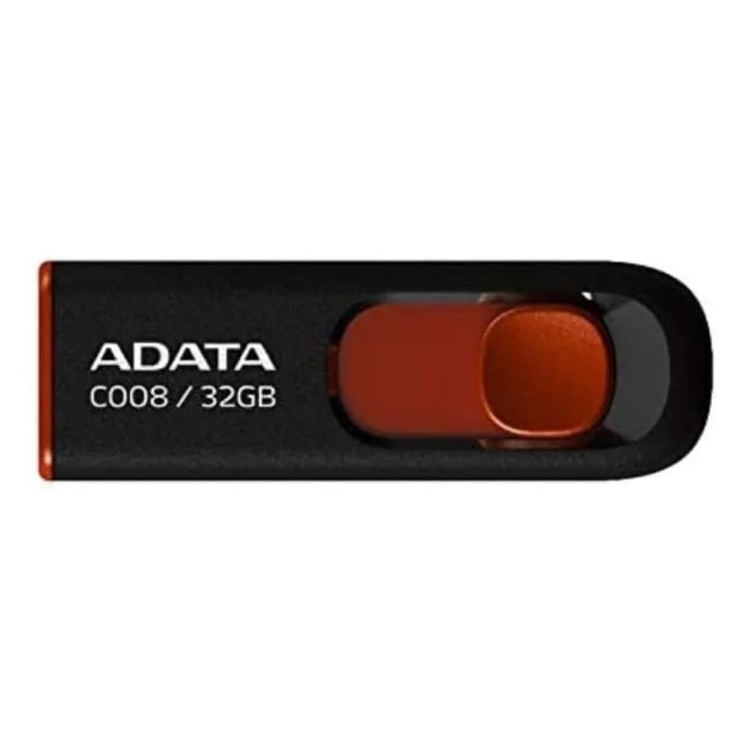 Adata C008 32GB USB 2.0 Retractable Flash Drive (Red) with USB 3.0 to USB-C Adapter (10-Pack) - Image 2