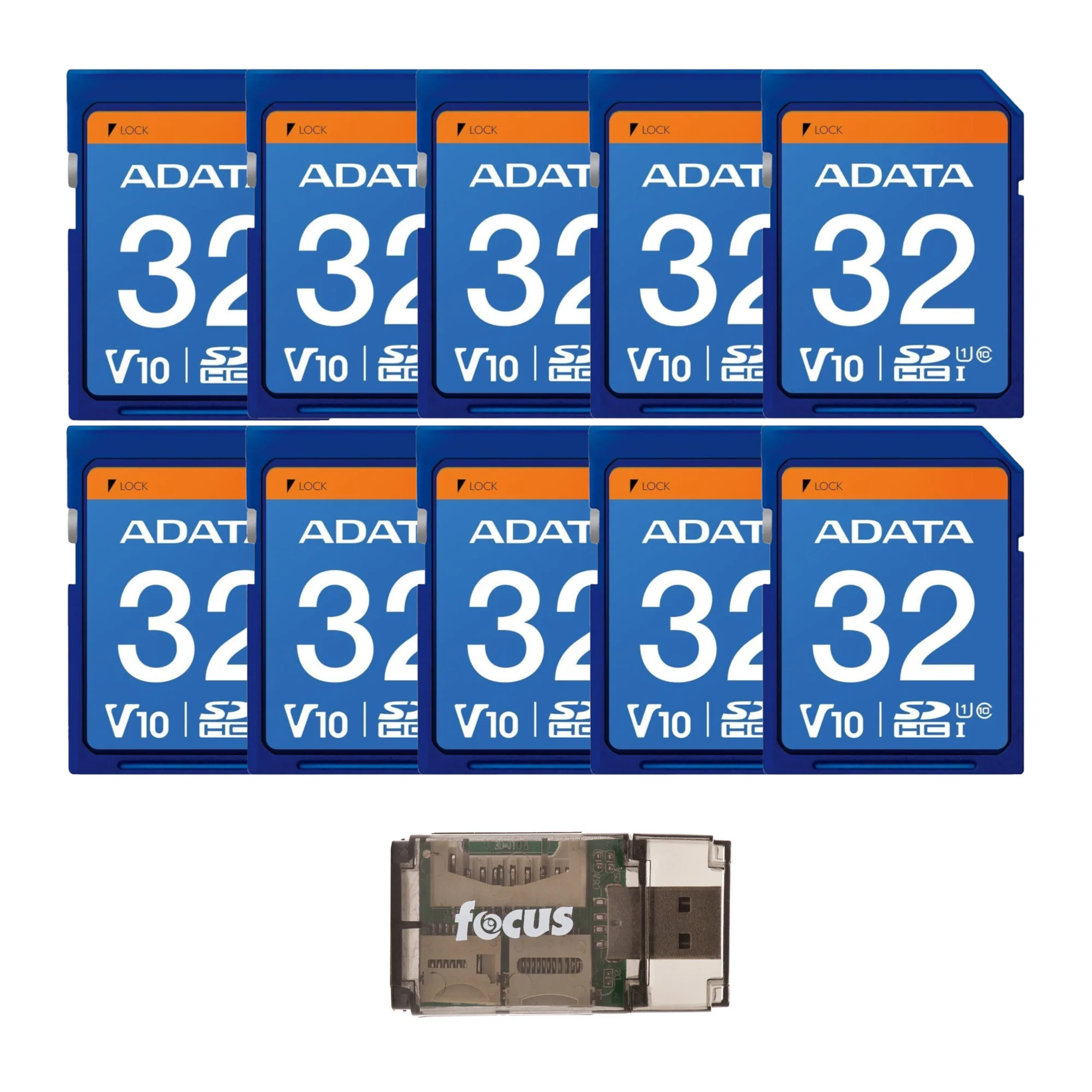 ADATA Premier 32GB SDHC UHS-I U1 Waterproof Shockproof Anti-Static Memory Card (10-Pack) Bundle