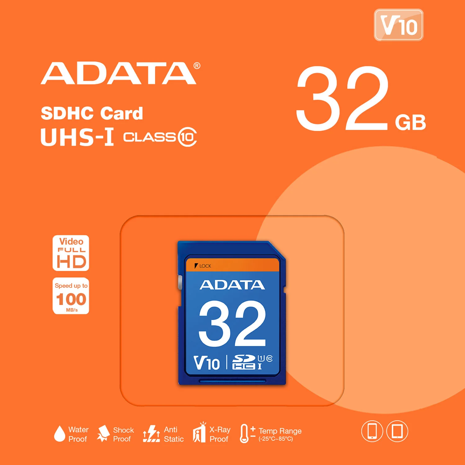 ADATA Premier 32GB SDHC UHS-I U1 Waterproof Shockproof Anti-Static Memory Card (10-Pack) Bundle - Image 2
