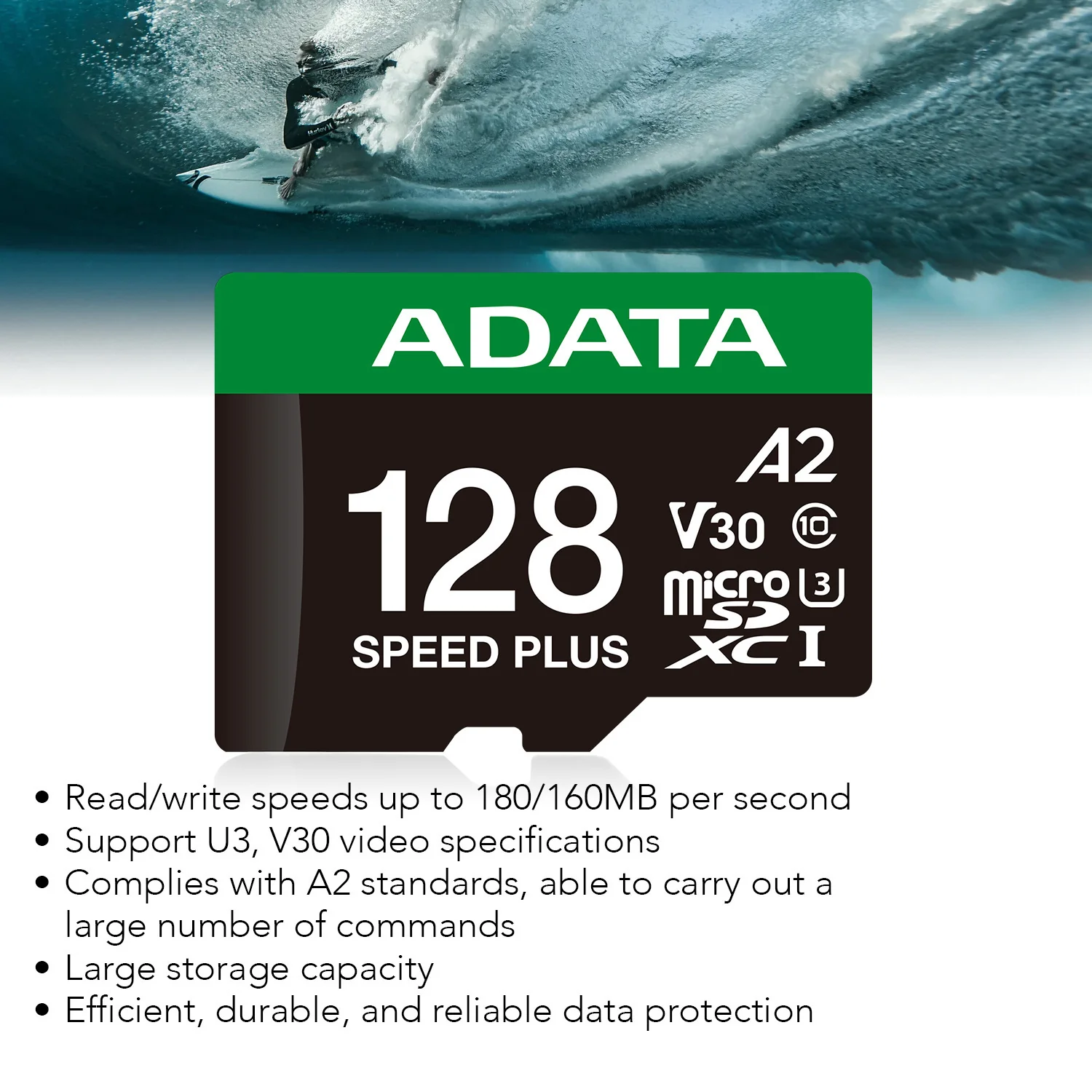 ADATA SPEED PLUS 128GB microSDXC UHS-I U3 Class 10 A2 V30 Temperature-Proof Memory Card - Image 3