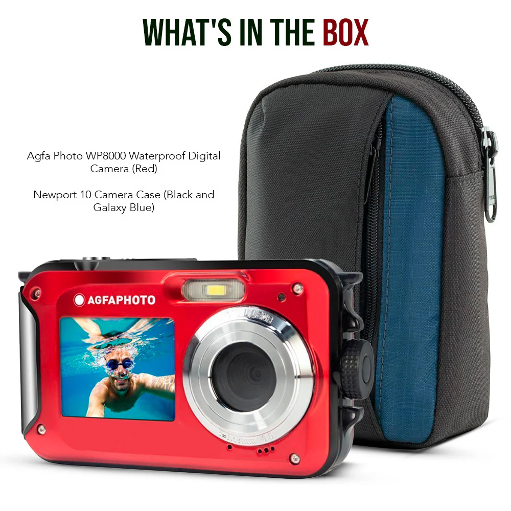 Agfa Photo WP8000 Waterproof Digital Camera (Red) with Camera Case (Black and Galaxy Blue) Bundle - Image 7