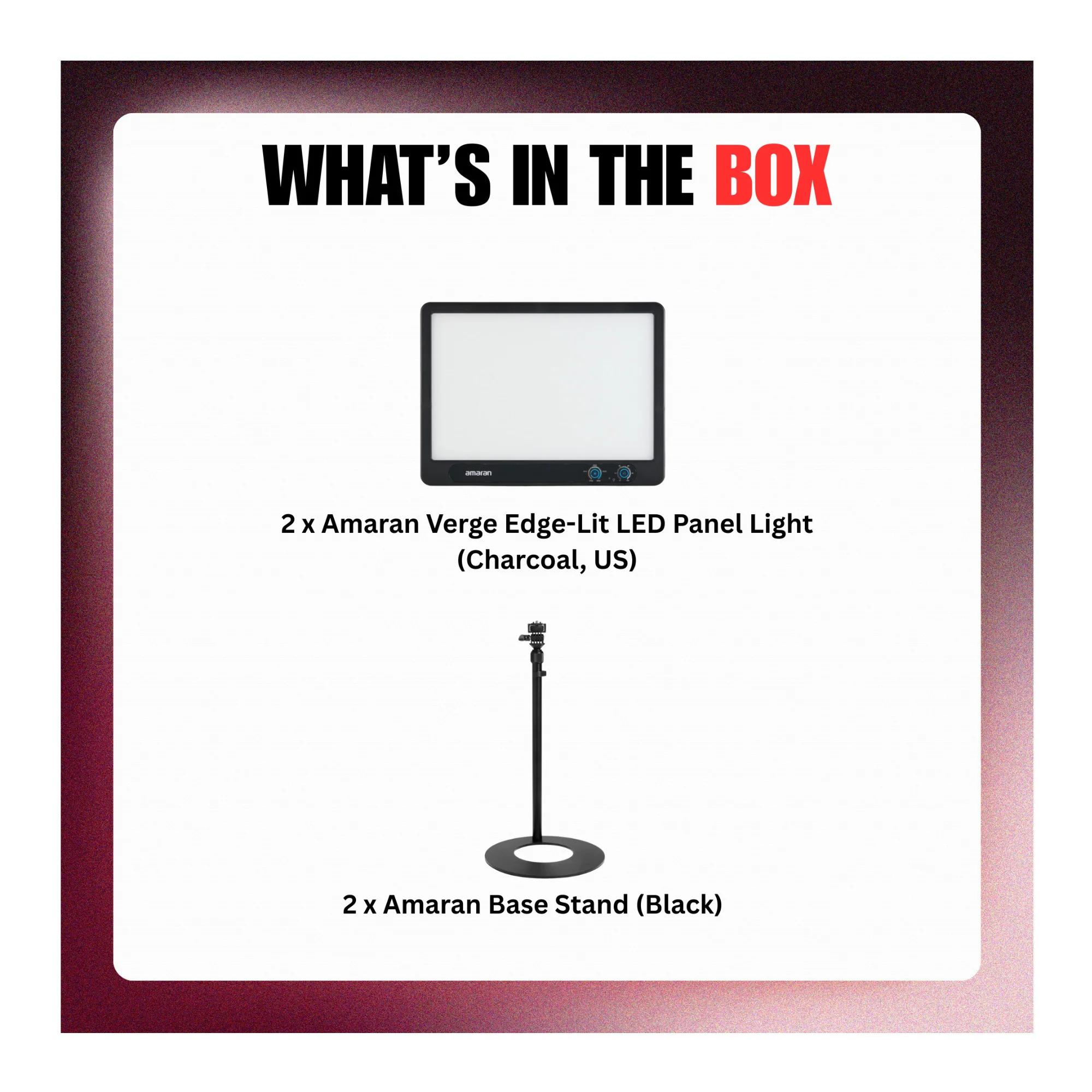 Amaran Verge Edge-Lit LED Panel Light (Charcoal, US) with Base Stand Bundle - Image 10