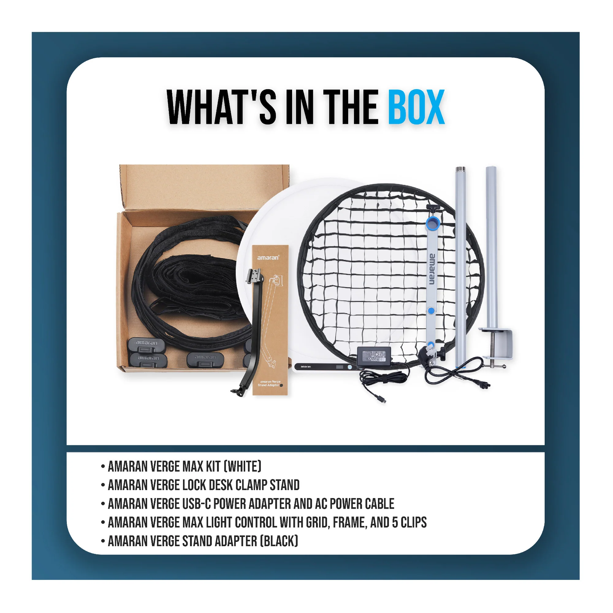 Amaran Verge Max Kit-White (US) Bundle with Max Light Control Grid and Adapter - Image 7