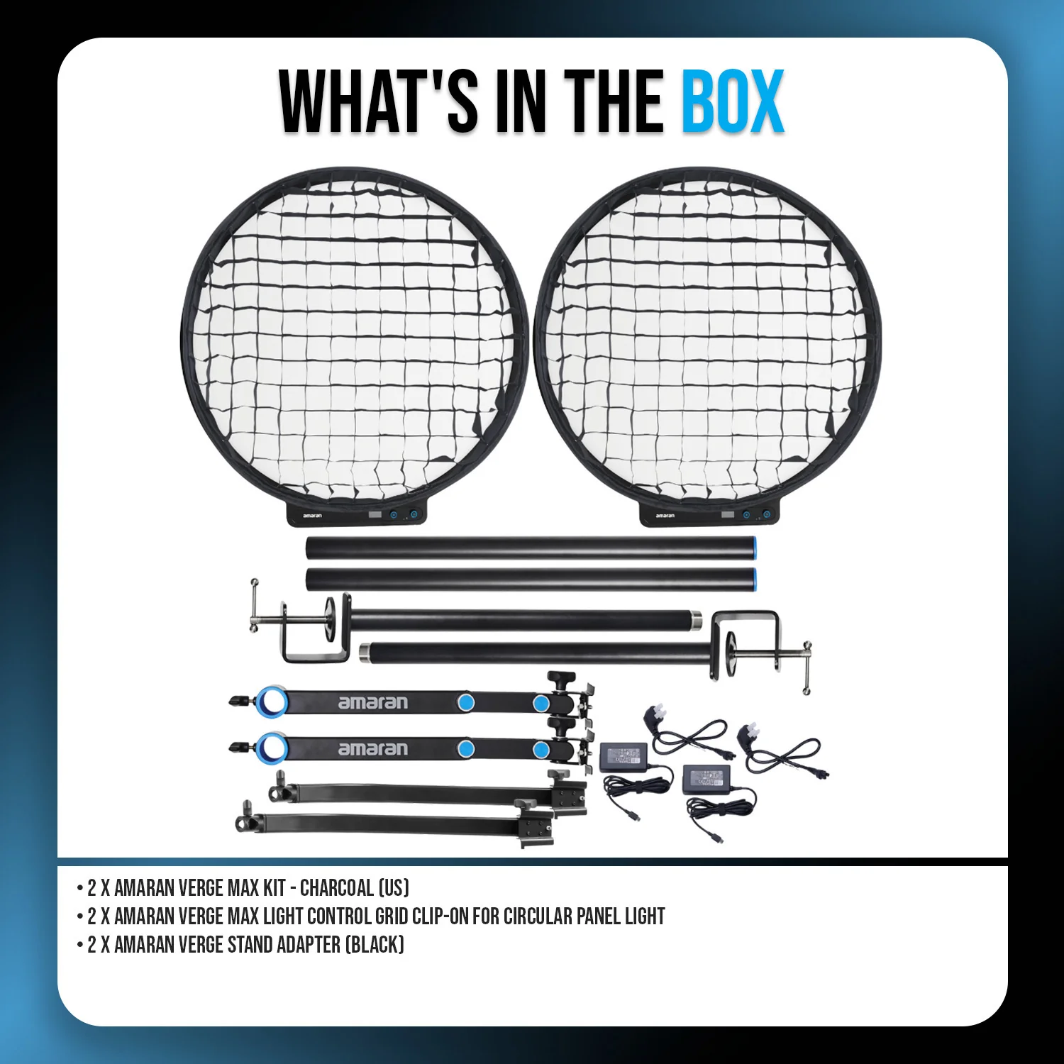 Amaran Verge Max Kit - Charcoal (US) with Light Control Grid and Stand Adapter - Image 8