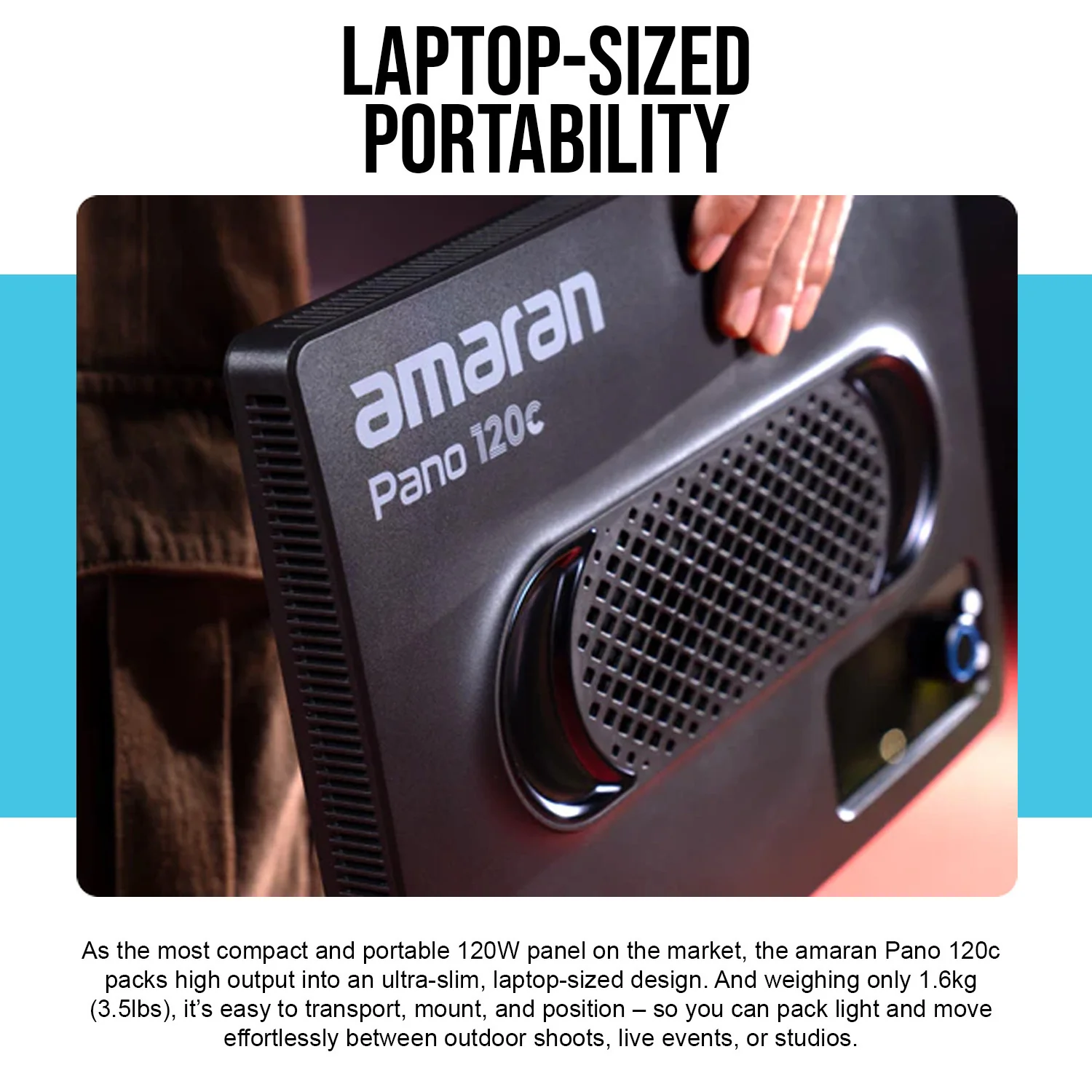 amaran Pano 120c 120W RGBWW Full Color Panel White Light Creator Kit Bundle - Image 3
