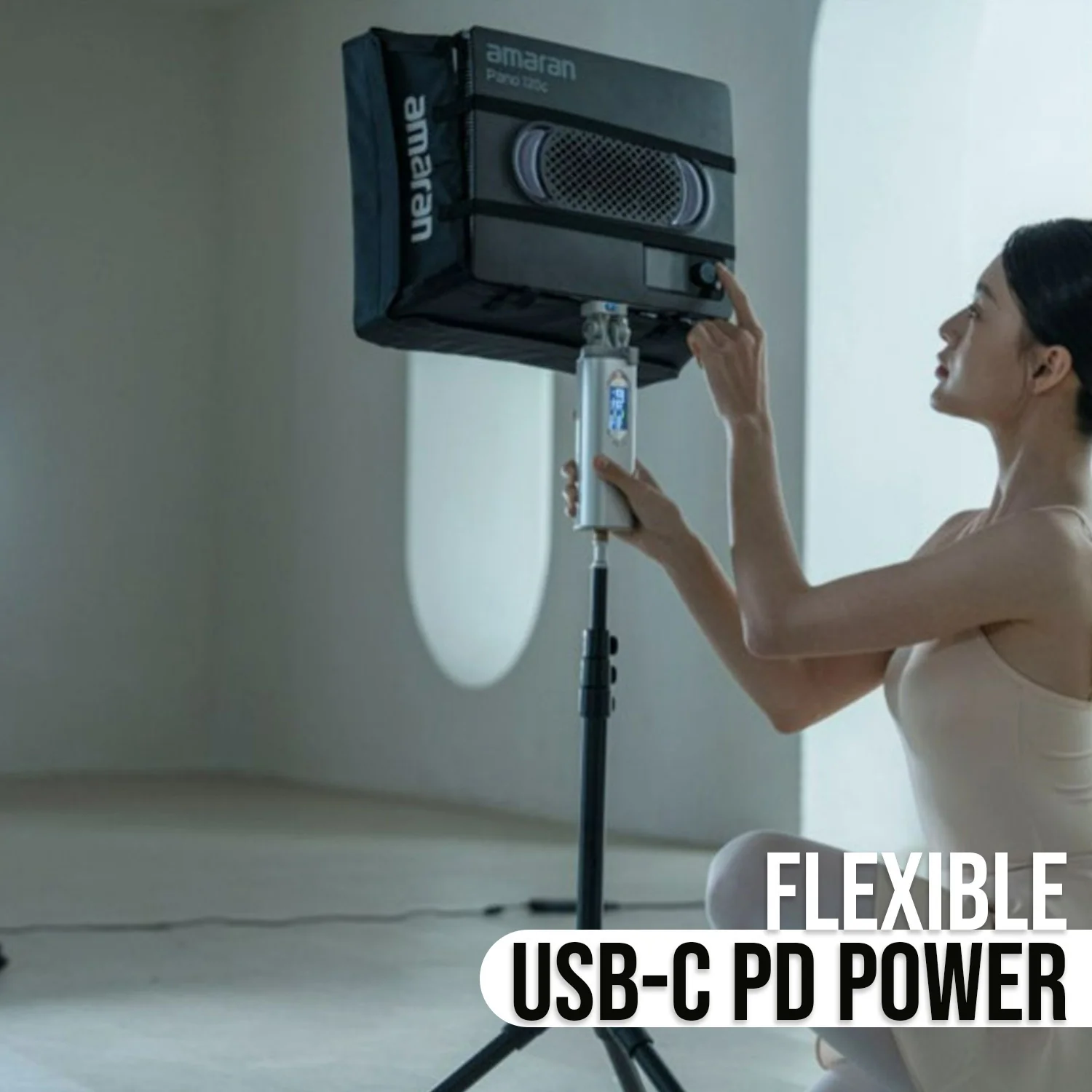 amaran Pano 120c 120W RGBWW Full Color Panel Charcoal Light Creator Kit Bundle - Image 5
