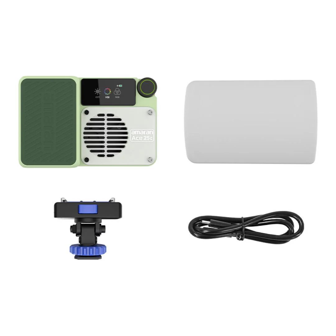 amaran Ace 25c RGBWW Full Color Compact LED Light with Ace Lock Quick-Release Mount (Green) - Image 7
