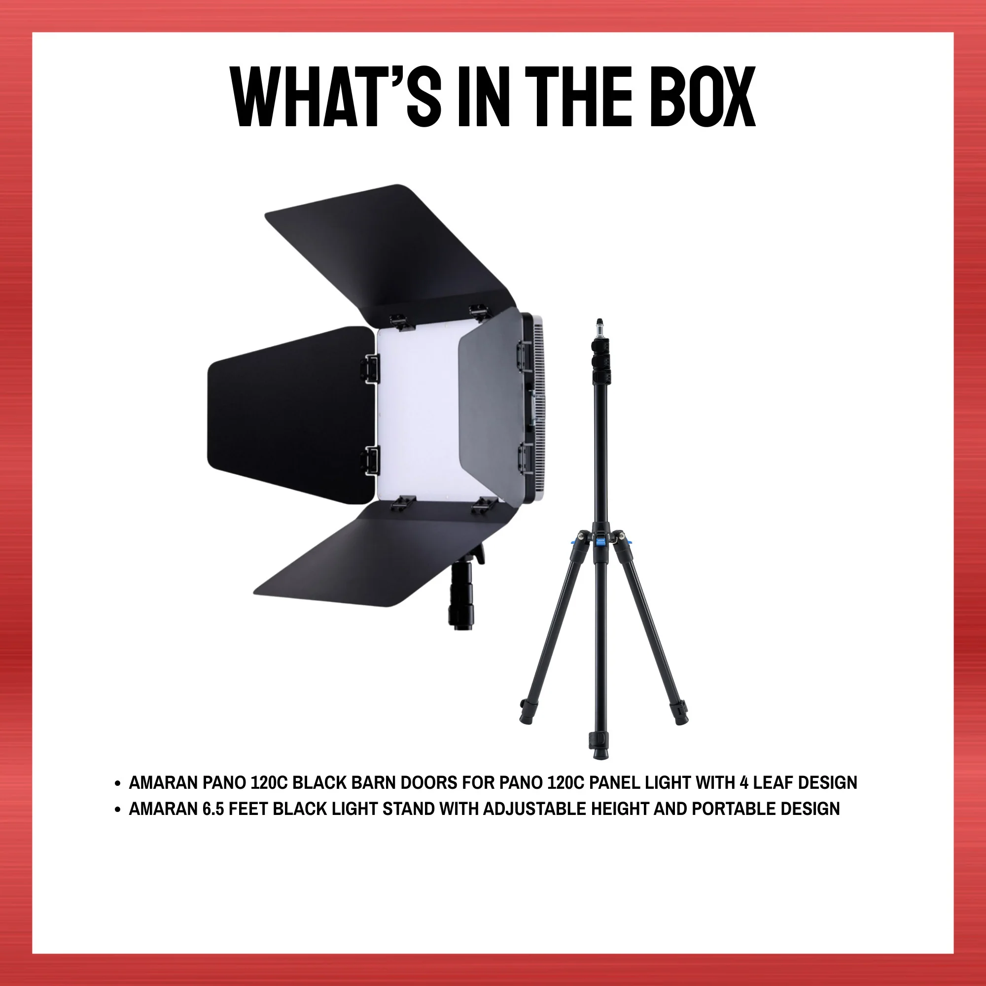 Amaran Pano 120c Barn Door with Adjustable Light Stand - Image 9