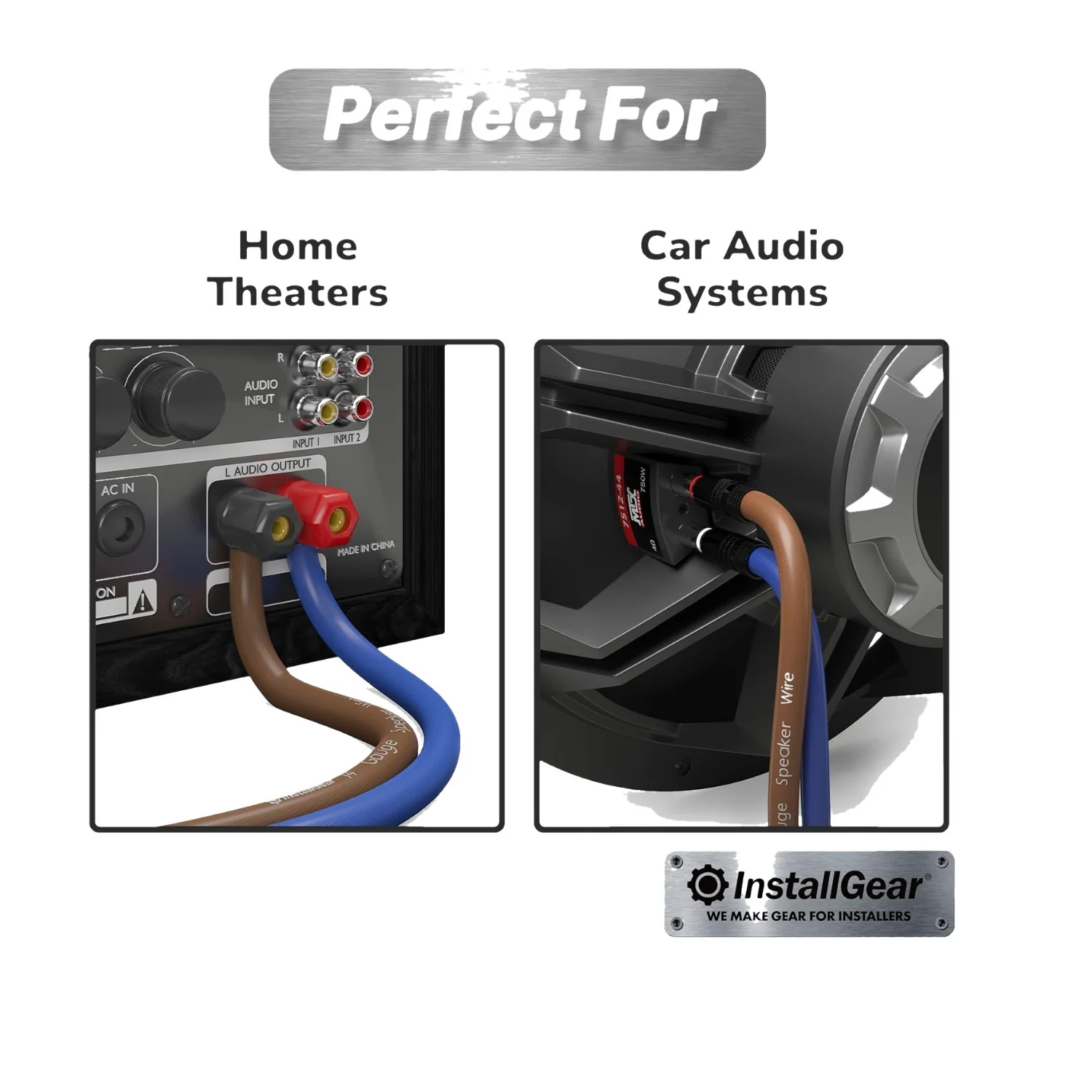 InstallGear 14 Gauge Speaker Wire Cable (100ft) with 12 Banana Plugs - Image 6