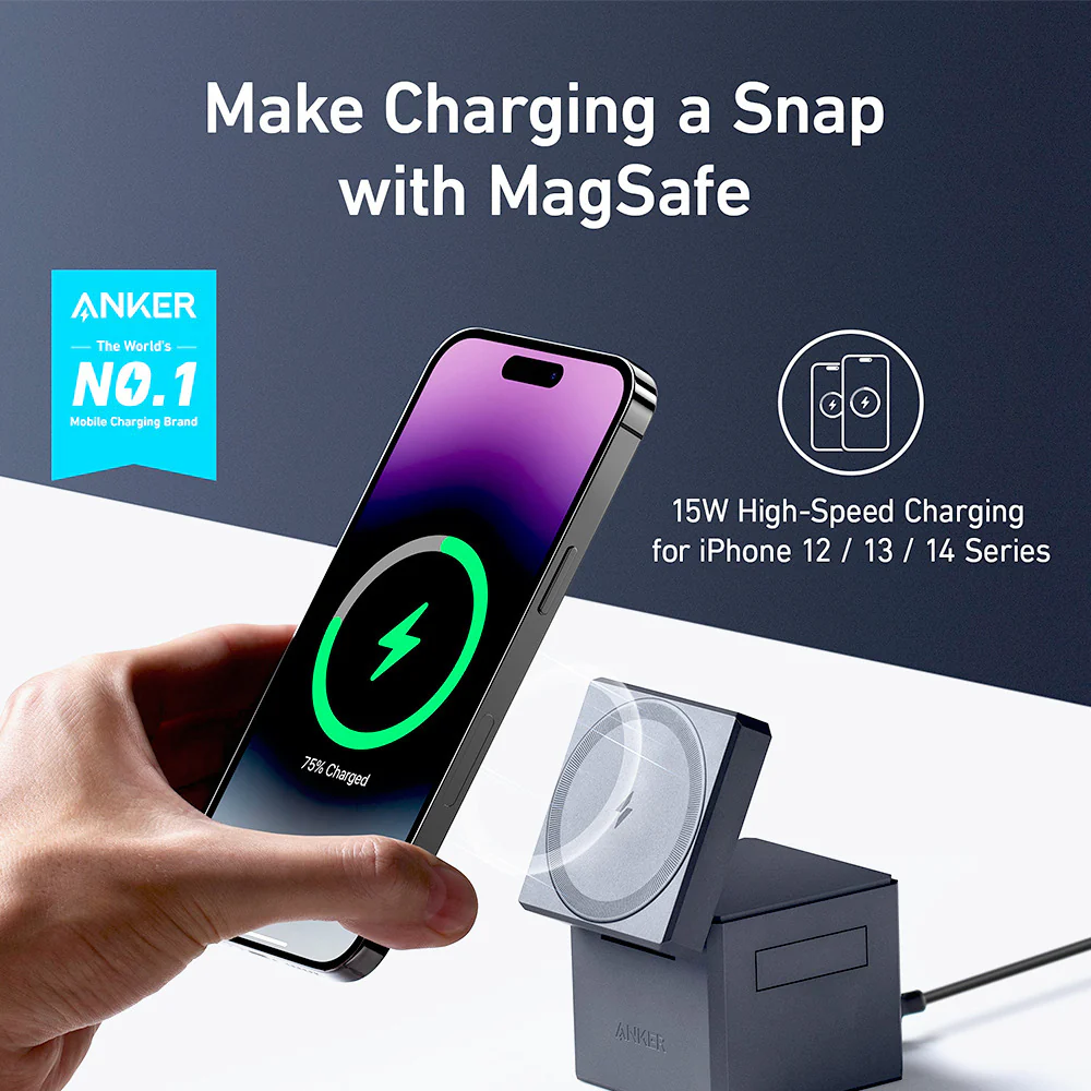 Anker 3-in-1 Wireless Charger with MagSafe for iPhone, Apple Watch, and AirPods - Image 5