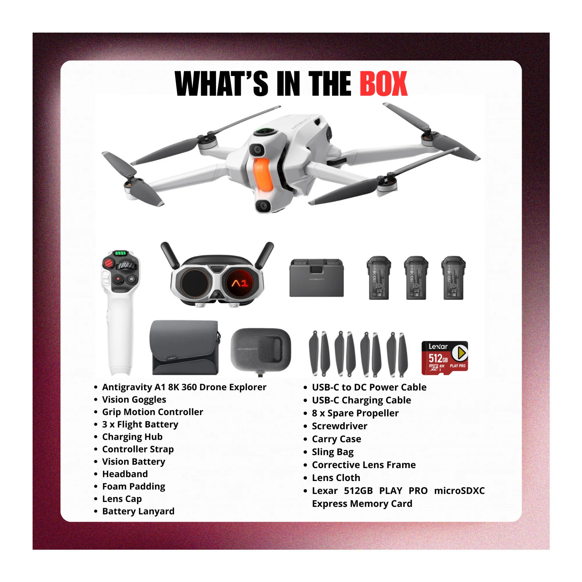 Antigravity A1 8K 360 Drone Explorer Bundle and 512GB PLAY PRO Memory Card - Image 5