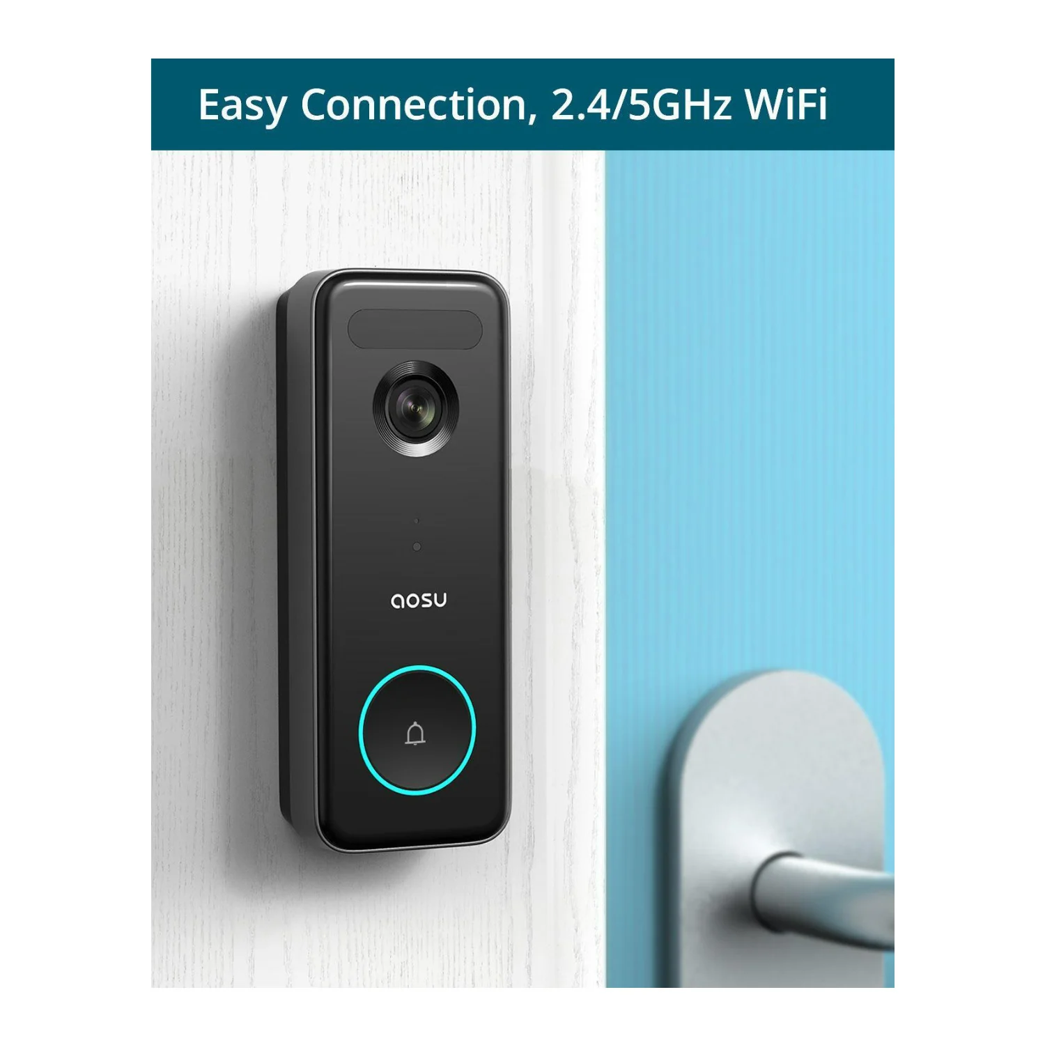 AOSU Waterproof Video Doorbell Ultra with 5MP Ultra HD Camera, Built-In 8GB Memory, and HomeBase - Image 2