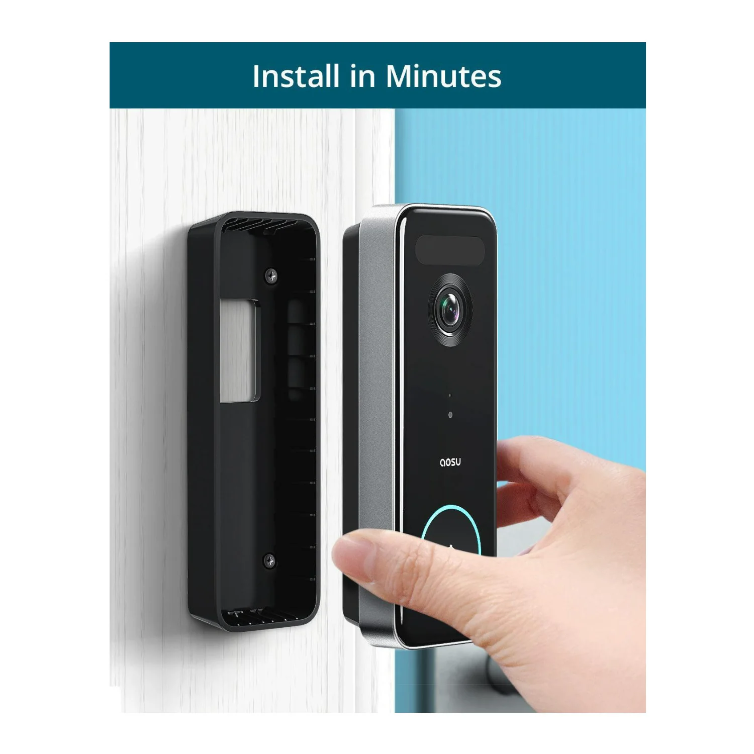 AOSU Waterproof Video Doorbell Ultra with 5MP Ultra HD Camera, Built-In 8GB Memory, and HomeBase - Image 4