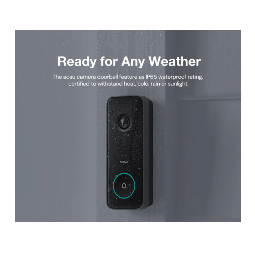 AOSU Waterproof Video Doorbell Ultra with 5MP Ultra HD Camera, Built-In 8GB Memory, and HomeBase - Image 5