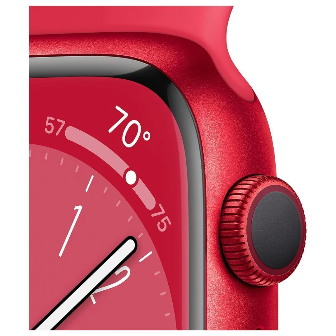 Apple Watch Series 8 GPS Smartwatch with 45mm Red Aluminum Case and Medium-Large Red Sport Band - Image 3