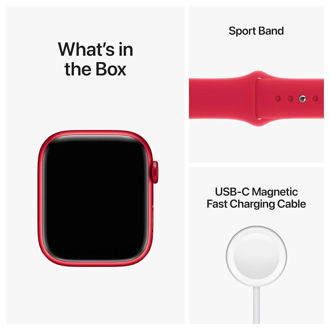 Apple Watch Series 8 GPS Smartwatch with 45mm Red Aluminum Case and Medium-Large Red Sport Band - Image 4