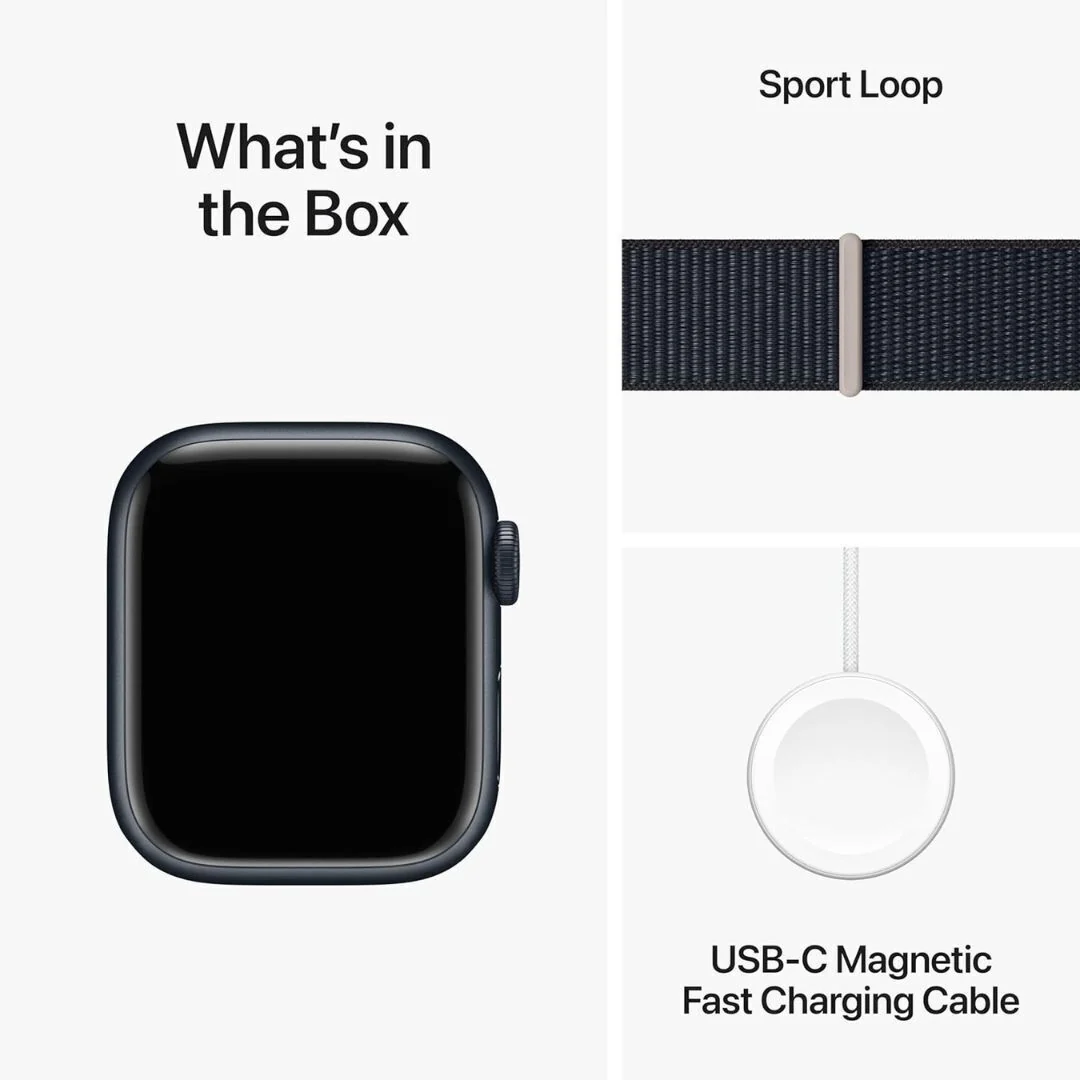 Apple Watch Series 9 GPS 41mm Midnight Aluminum Case with Midnight Sport Loop with Blood Oxygen App - Image 5