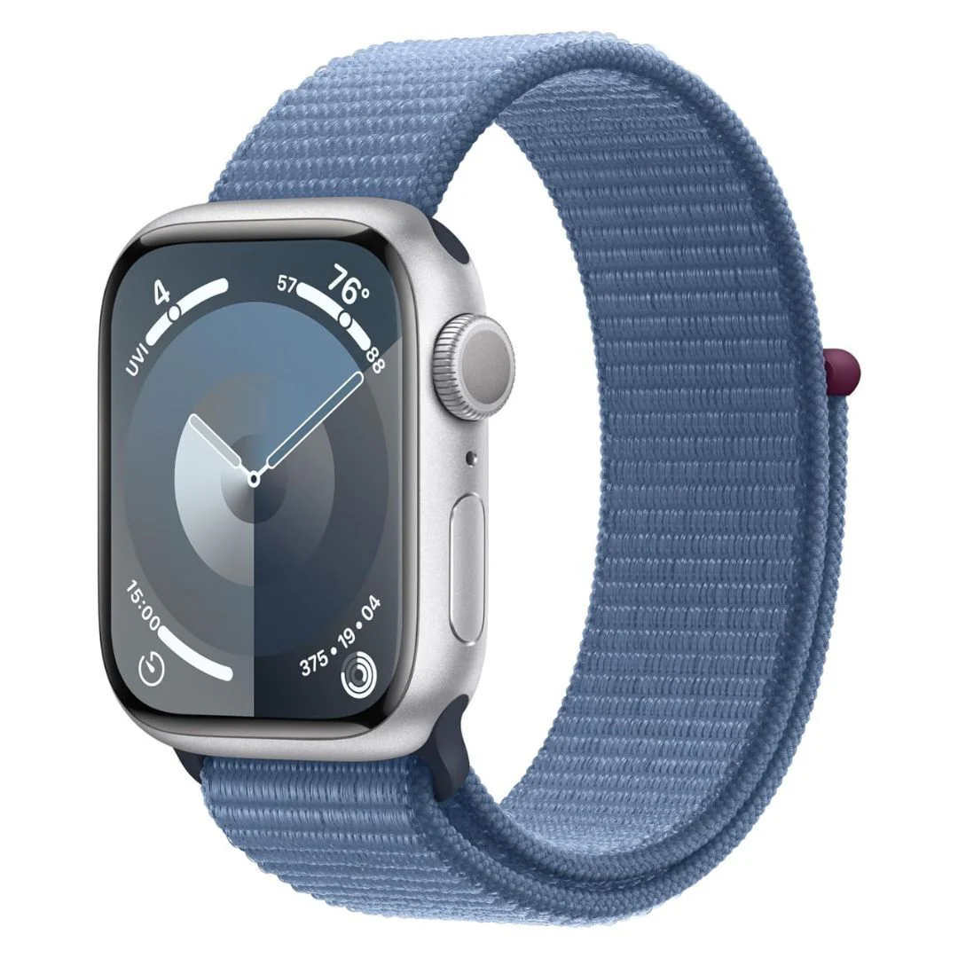 Apple Watch Series 9 GPS 41mm Silver Aluminum Case with Winter Blue Sport Loop with Blood Oxygen App