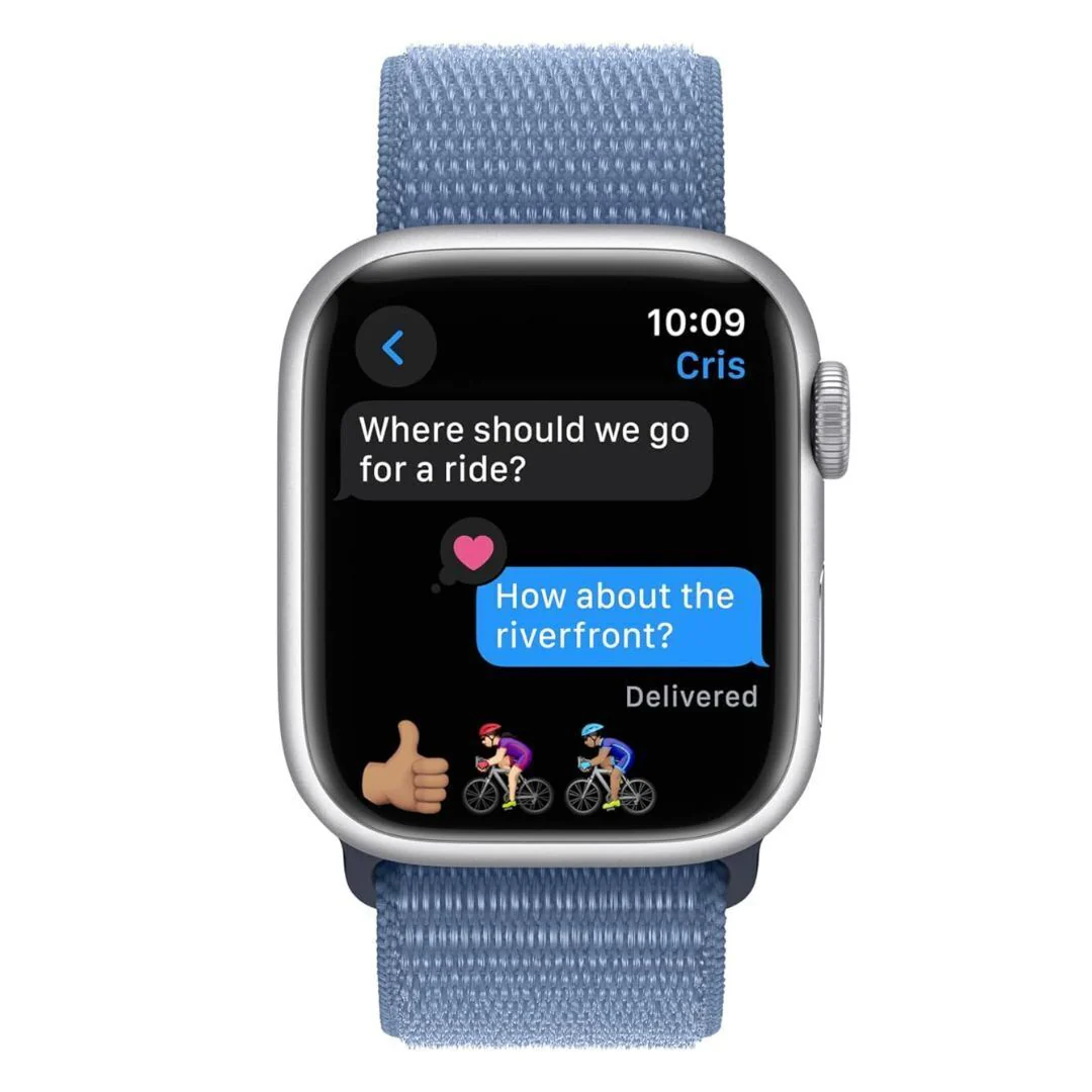 Apple Watch Series 9 GPS 41mm Silver Aluminum Case with Winter Blue Sport Loop with Blood Oxygen App - Image 4
