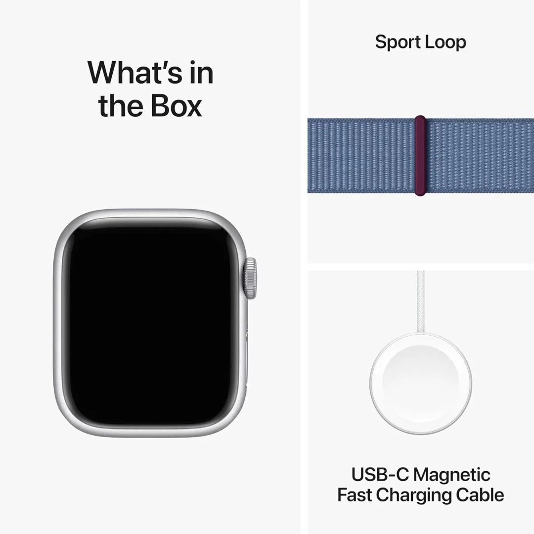 Apple Watch Series 9 GPS 41mm Silver Aluminum Case with Winter Blue Sport Loop with Blood Oxygen App - Image 5