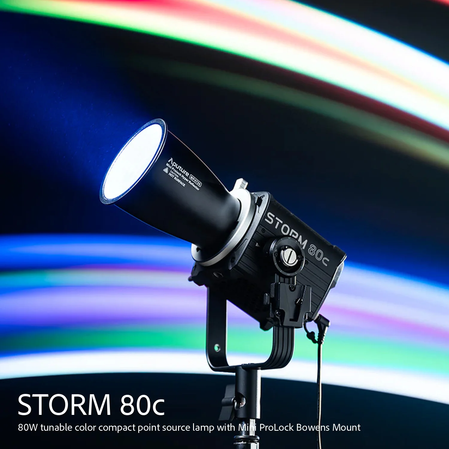 Aputure STORM 80c IP65 80W Full-Color Compact Point Source Fixture (Black) with Mini Softbox Bundle - Image 2