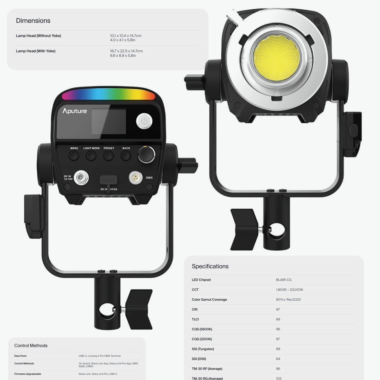 Aputure STORM 80c IP65 80W Full-Color Compact Point Source Fixture (Black) with Mini Softbox Bundle - Image 7