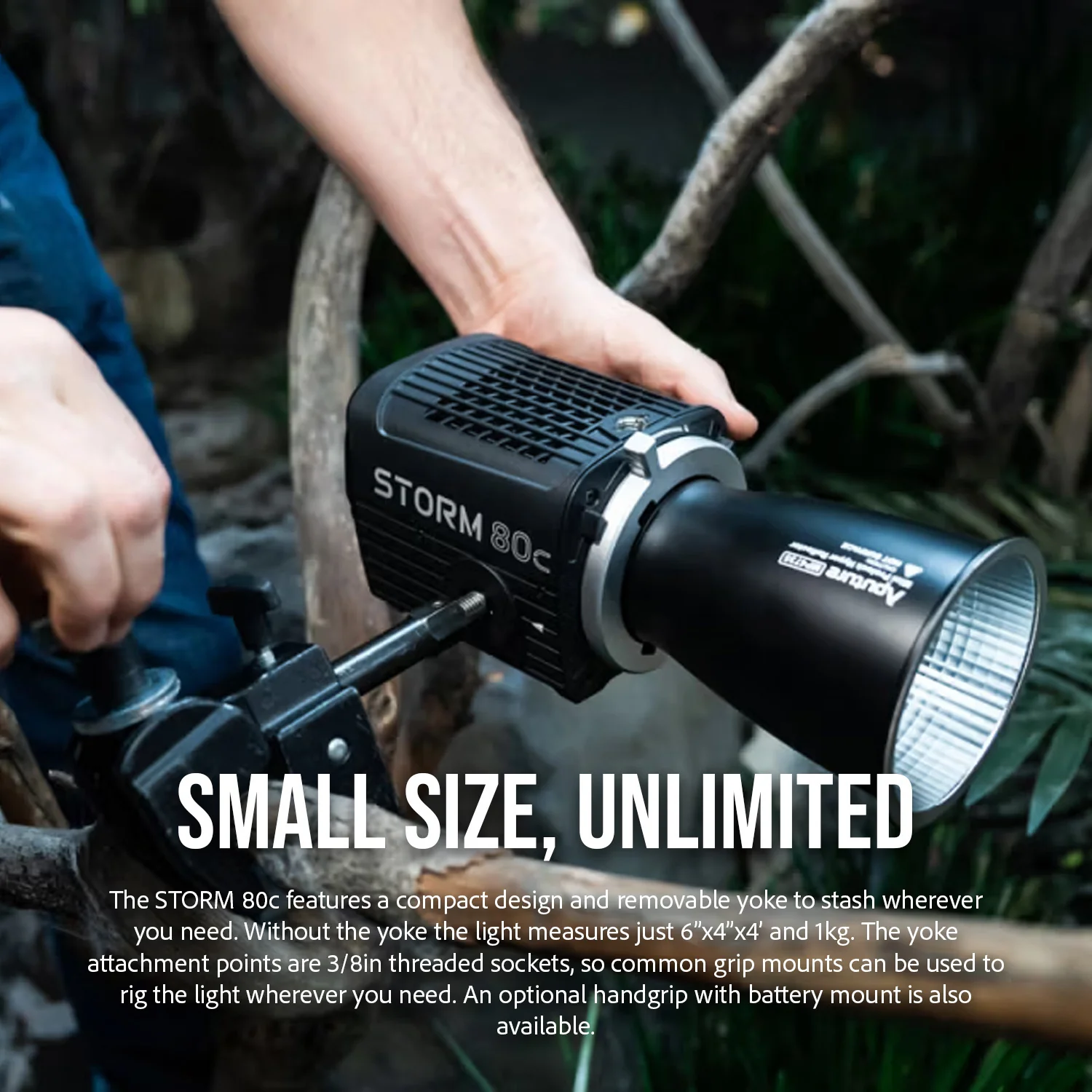 Aputure STORM 80c 80W Tunable Color Compact Point Source Black Fixture with Fresnel Bundle - Image 5