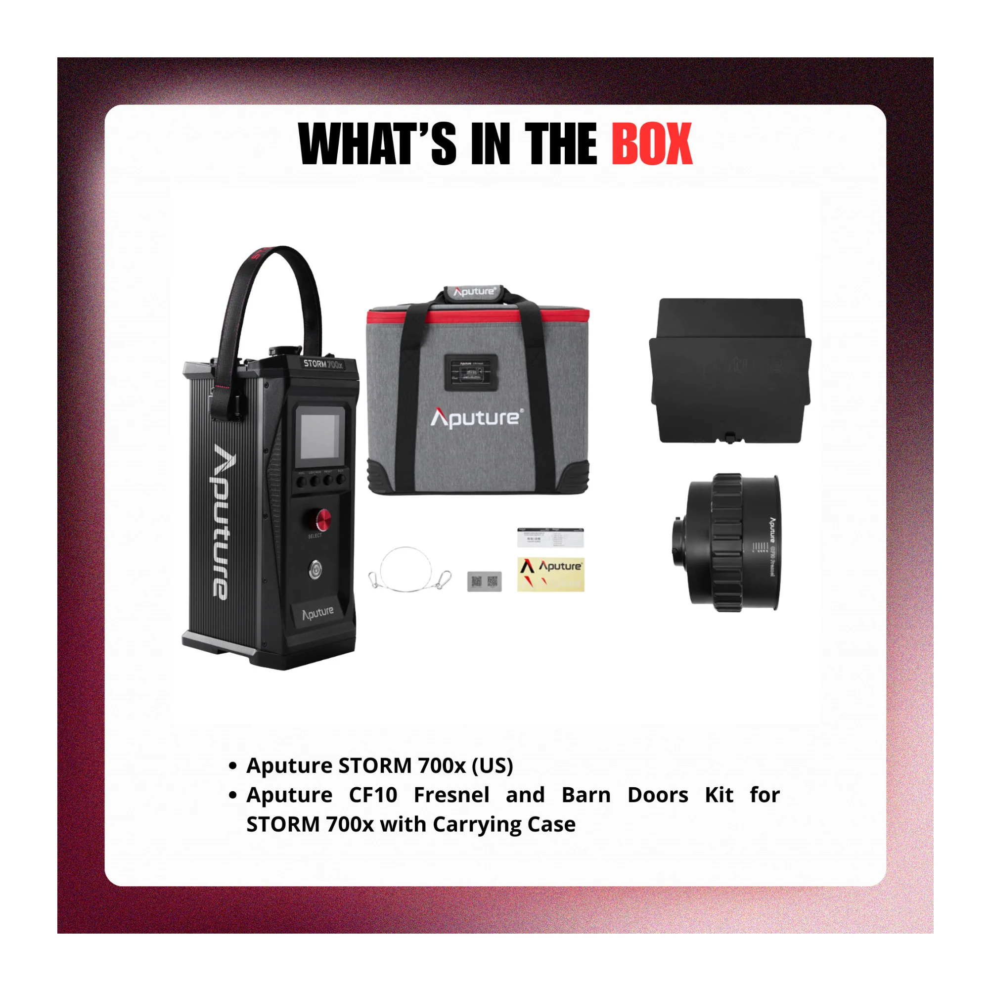 Aputure Storm 700x LED Monolight Bundle with CF10 Fresnel and Barn Doors Kit - Image 7