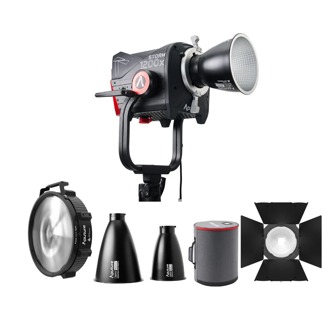 Aputure STORM 1200x Dual-Color Point Source Light Fixture (Black) with Bowens Mount Fresnel Bundle