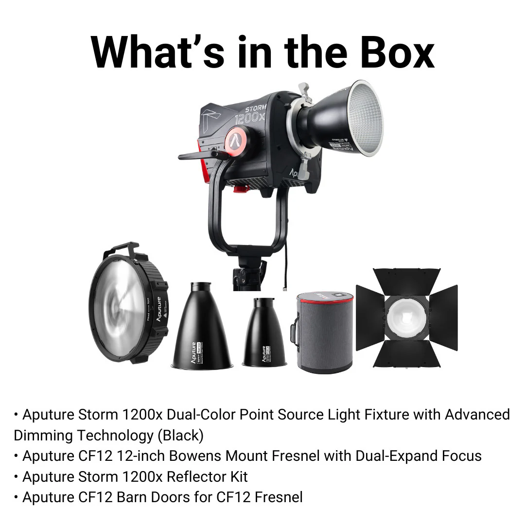 Aputure STORM 1200x Dual-Color Point Source Light Fixture (Black) with Bowens Mount Fresnel Bundle - Image 8