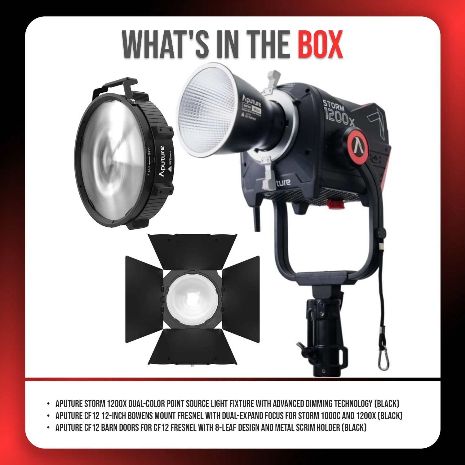 Aputure STORM 1200x Dual-Color Point Source Light Fixture with Advanced Dimming Technology Bundle - Image 7