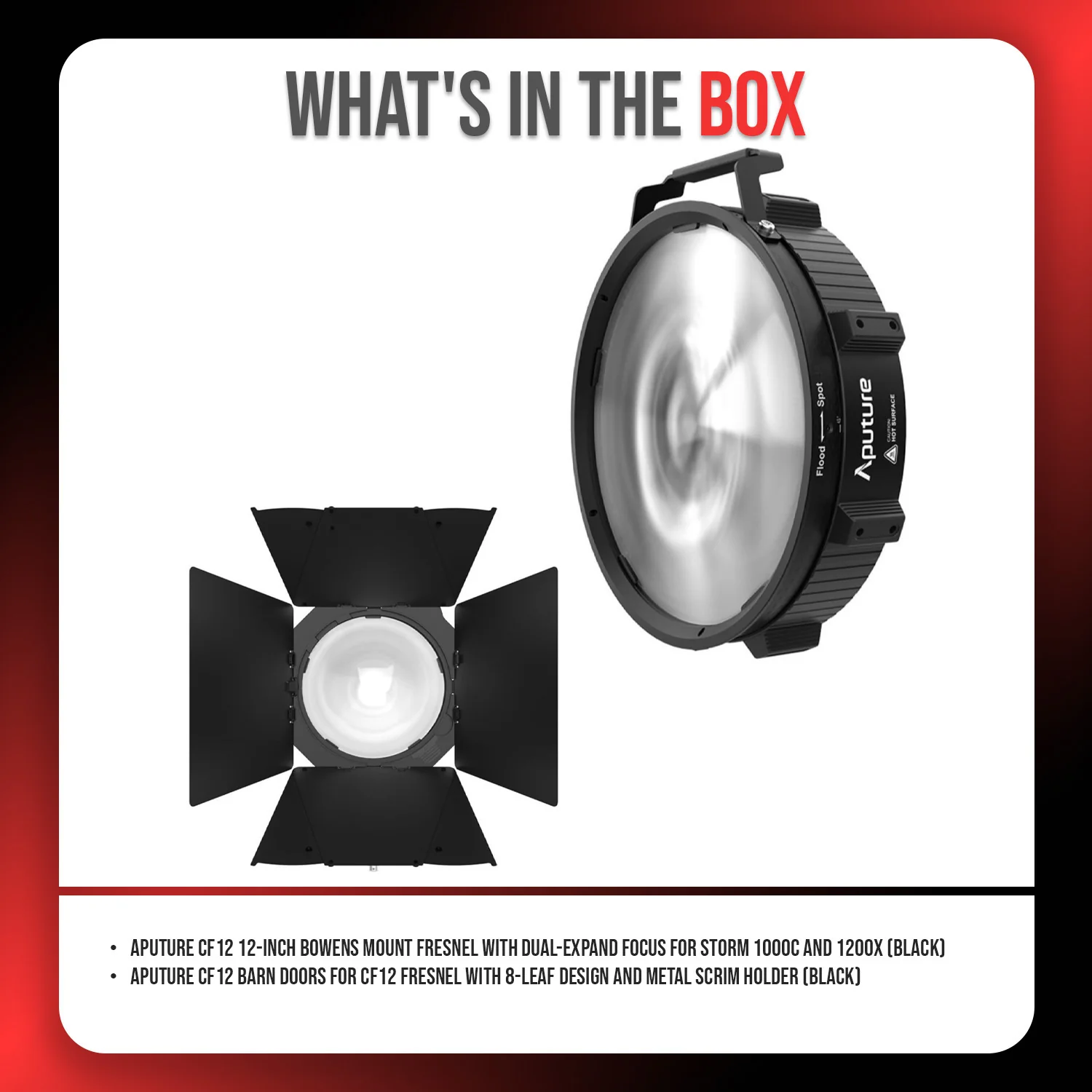 Aputure CF12 Bowens Mount Fresnel with Dual Expanding Focusing System and CF12 Barn Door Bundle - Image 7