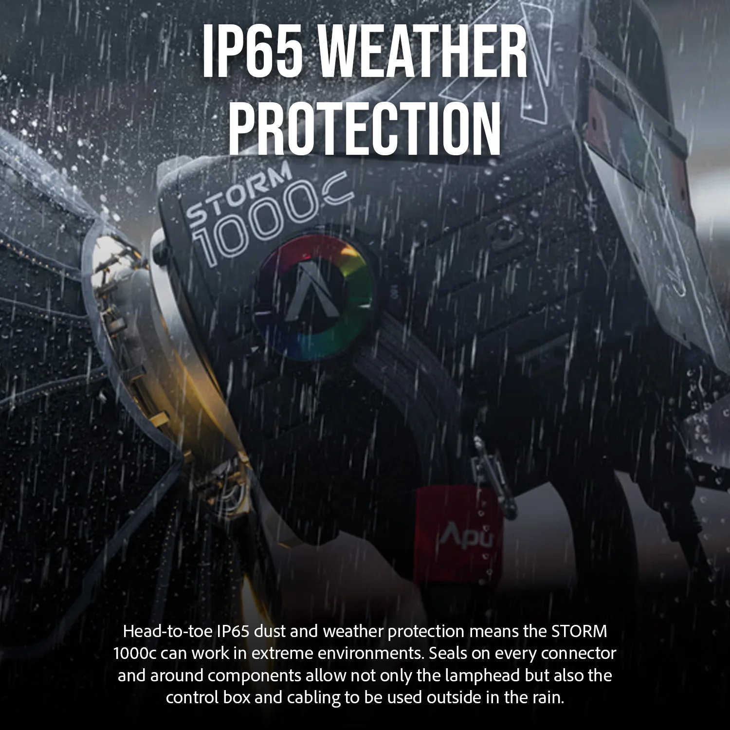 Aputure Storm 1000c Point-Source Fixture with Wide Hyper Reflector (Black) with Black Fresnel Bundle - Image 5