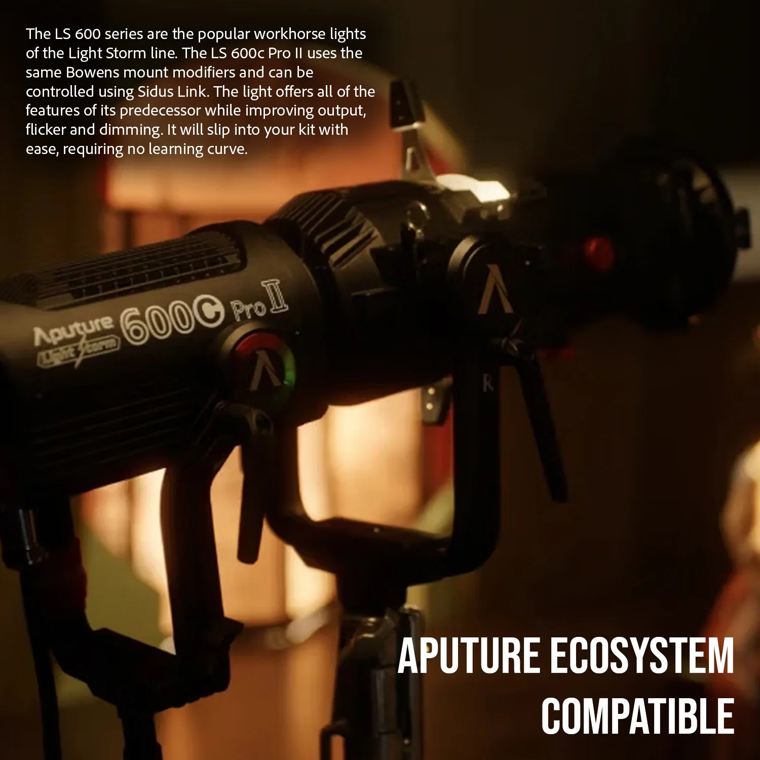 Aputure LS 600C Pro II RGB LED Monolight (A-Mount) with Aputure F10 Fresnel and F10 Barndoors Bundle - Image 5