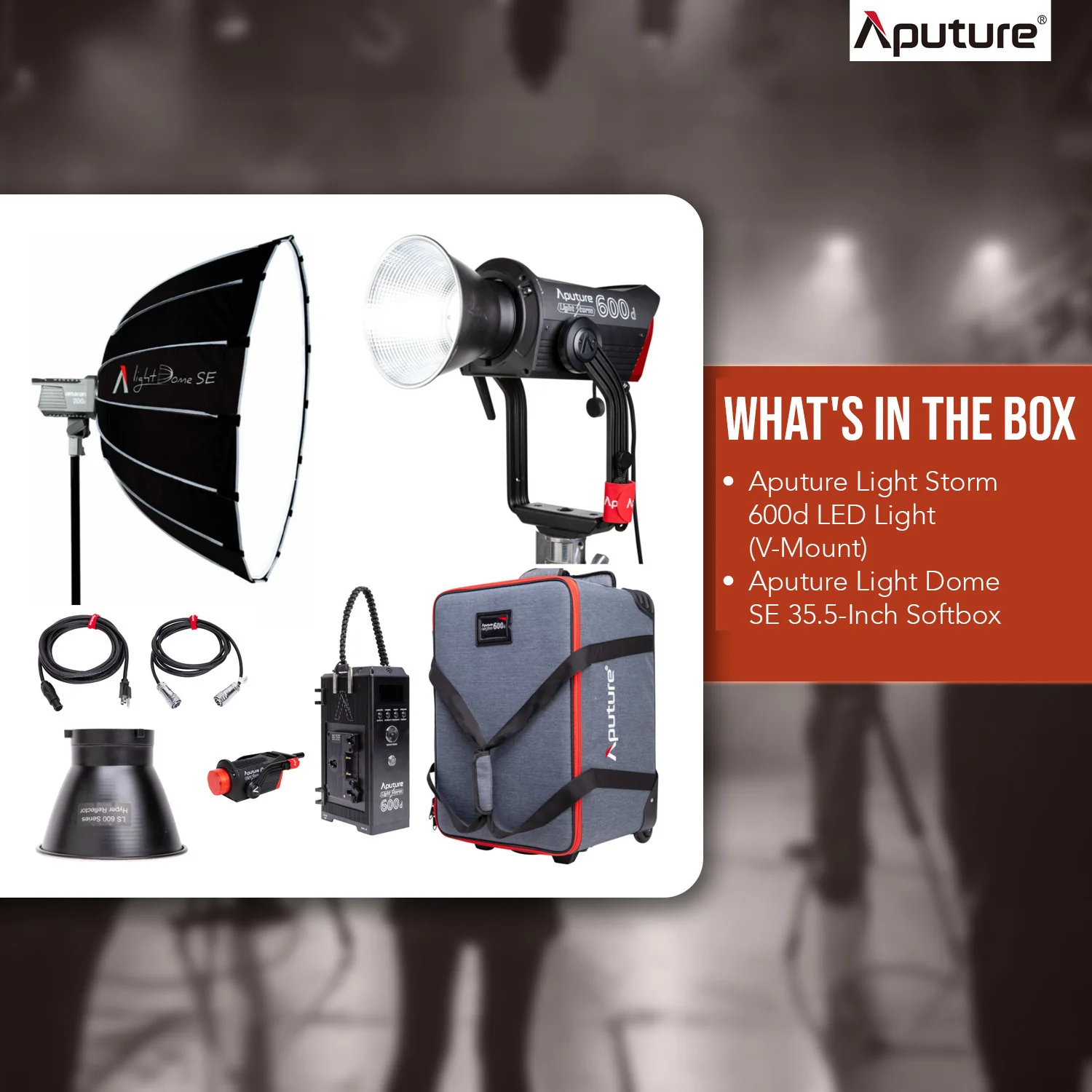 Aputure Light Storm 600d LED Light (V-Mount) with Light Dome SE 35.5-Inch Softbox Bundle - Image 7
