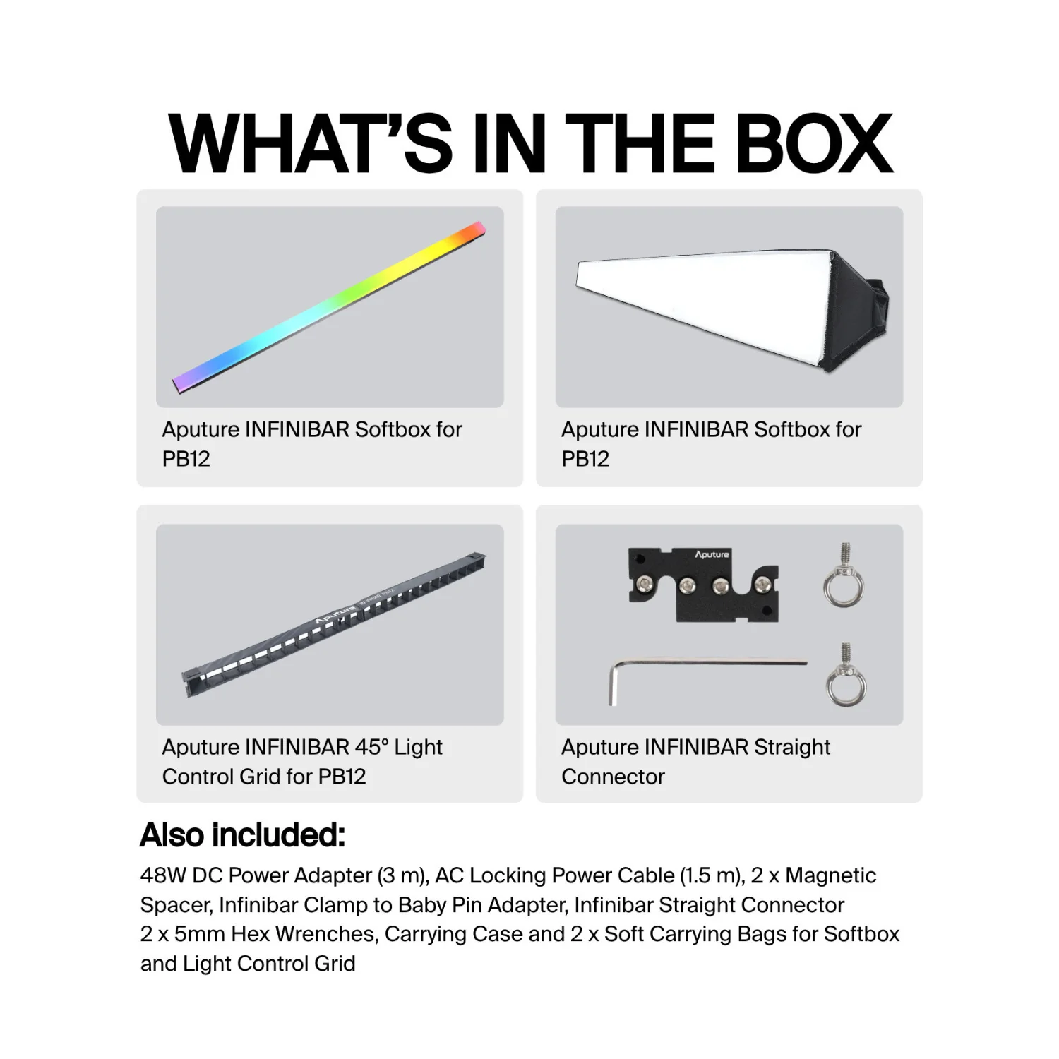 Aputure Infinibar PB12 Pixel Bar with Softbox, Grid and Connector (4 Items) - Image 6