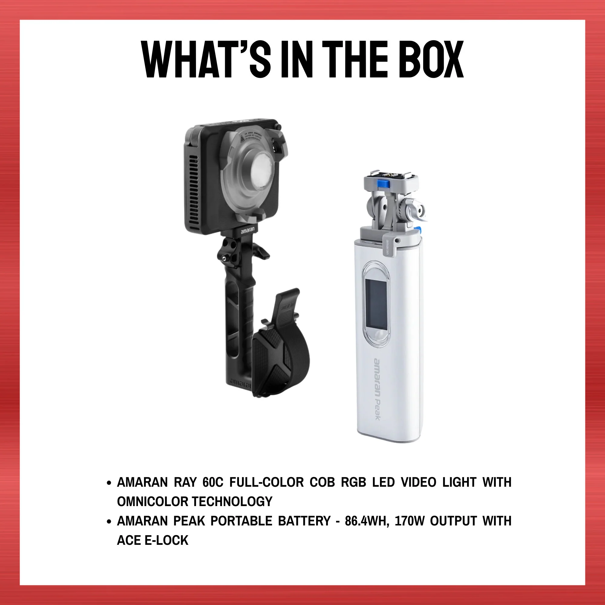 Amaran Ray 60c RGB LED Video Light Bundle with Portable Battery with Ace E-Lock - Image 9