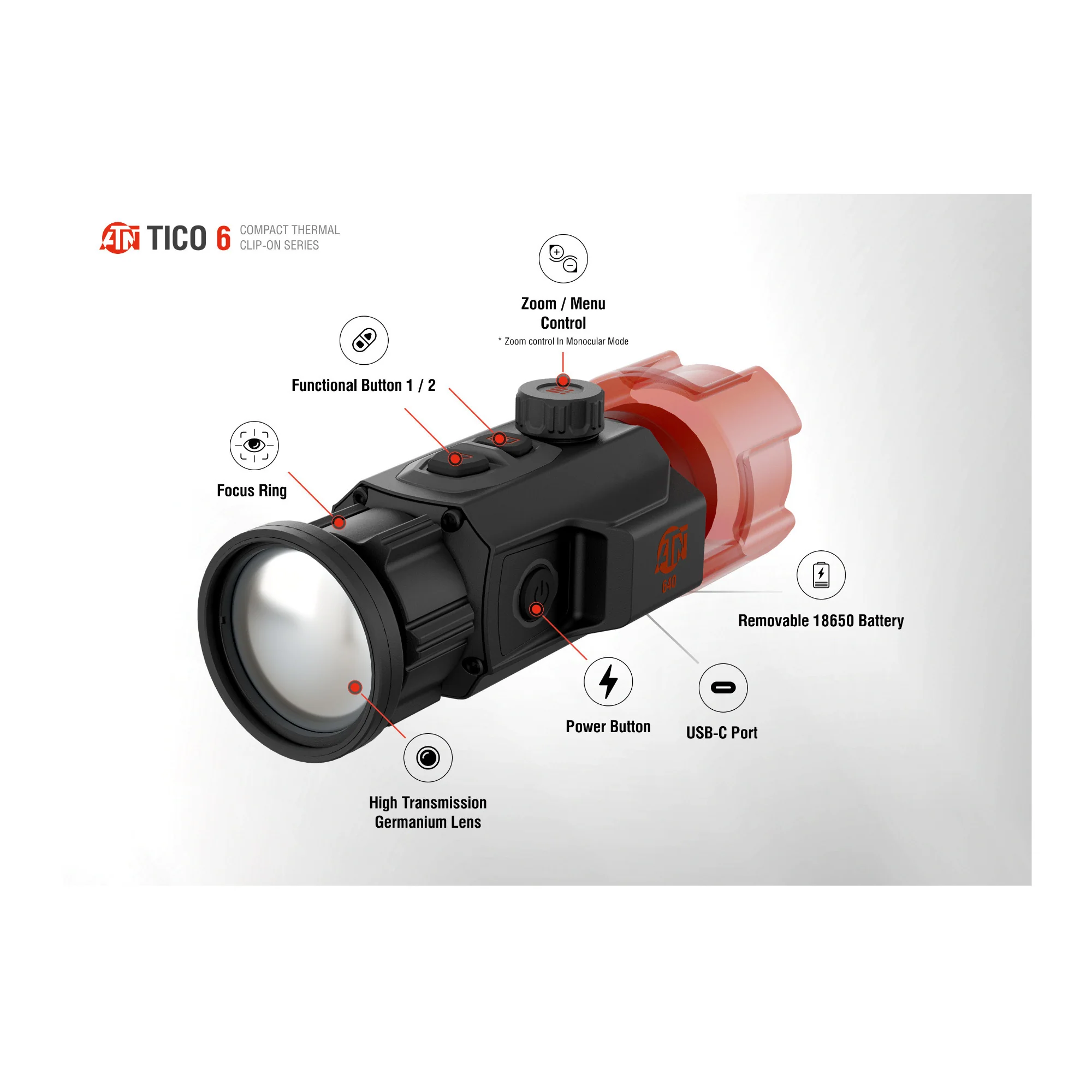 ATN TICO 6 Advanced Thermal Clip-on System 640x512 Sensor (50mm) - Image 6