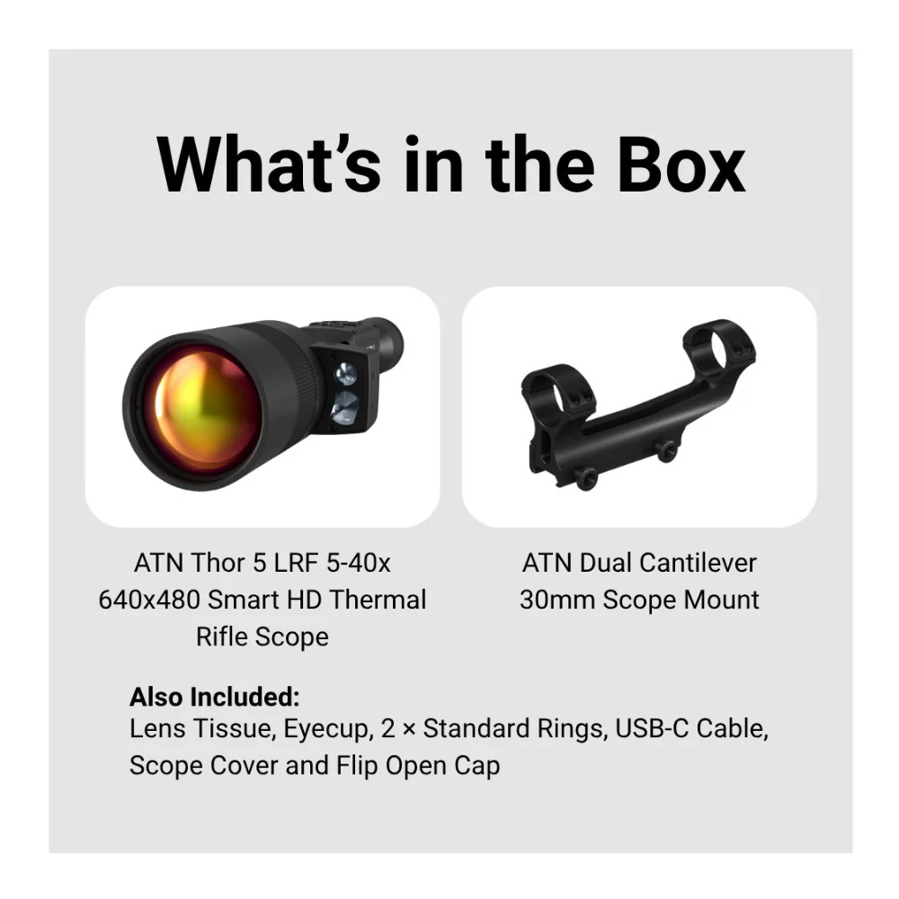 ATN Thor 5 LRF 5-40x 640x480 Smart HD Thermal Rifle Scope with 30mm Scope Mount - Image 10