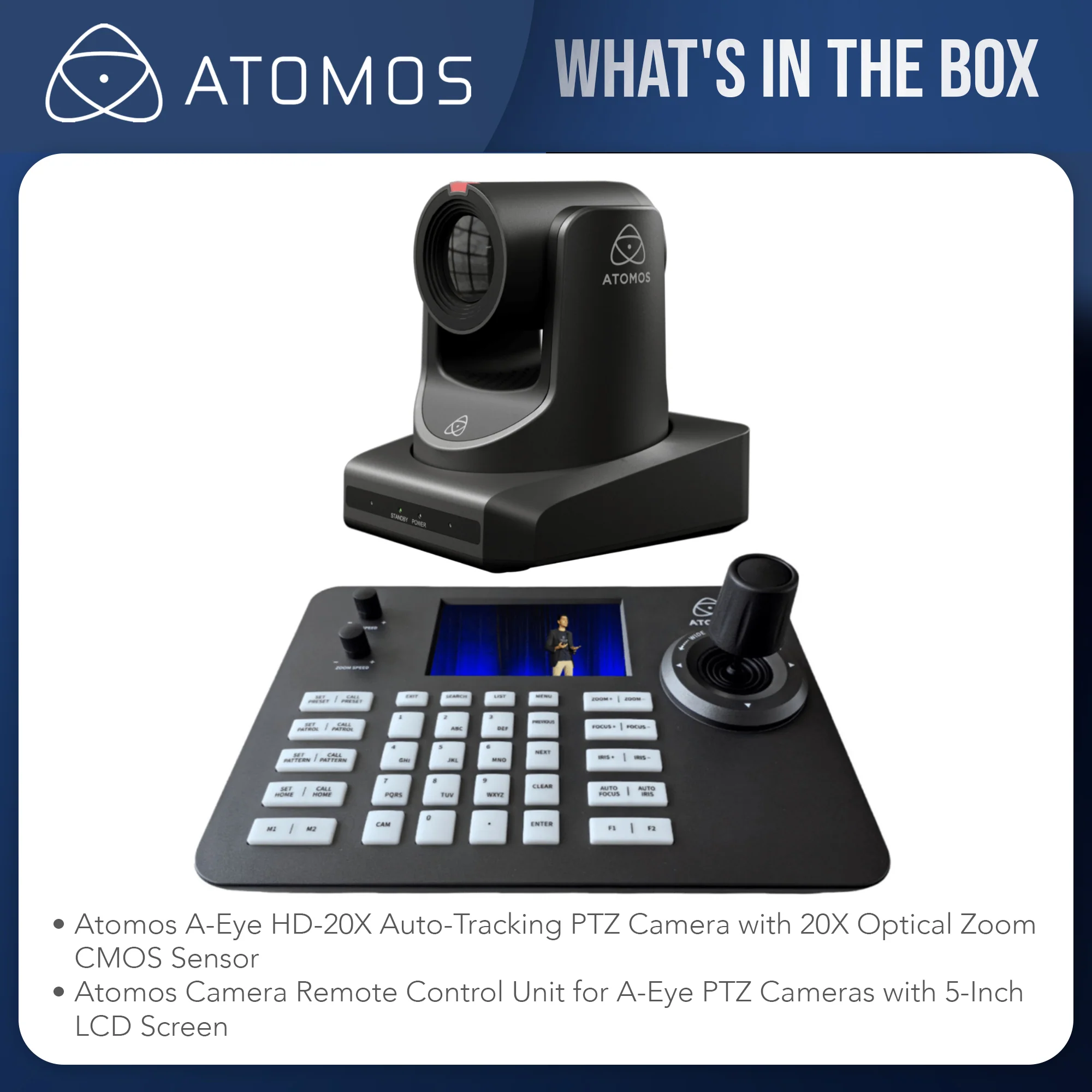 Atomos A-Eye HD-20X Auto-Tracking PTZ Camera 20X Optical Zoom CMOS Sensor Bundle - Image 7