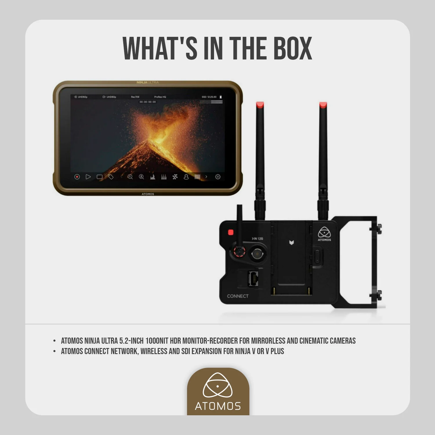 Atomos Ninja Ultra 5.2-Inch 1000nit HDR Monitor-Recorder with Wireless and SDI Expansion Bundle - Image 7