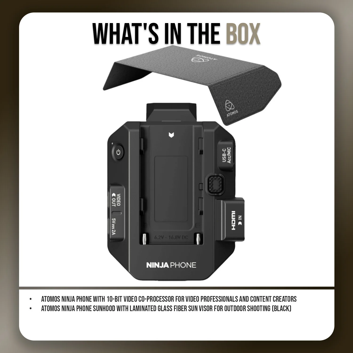Atomos Ninja Phone for Video Professionals and Content Creators with Atomos Sunhood (Black) Bundle - Image 8