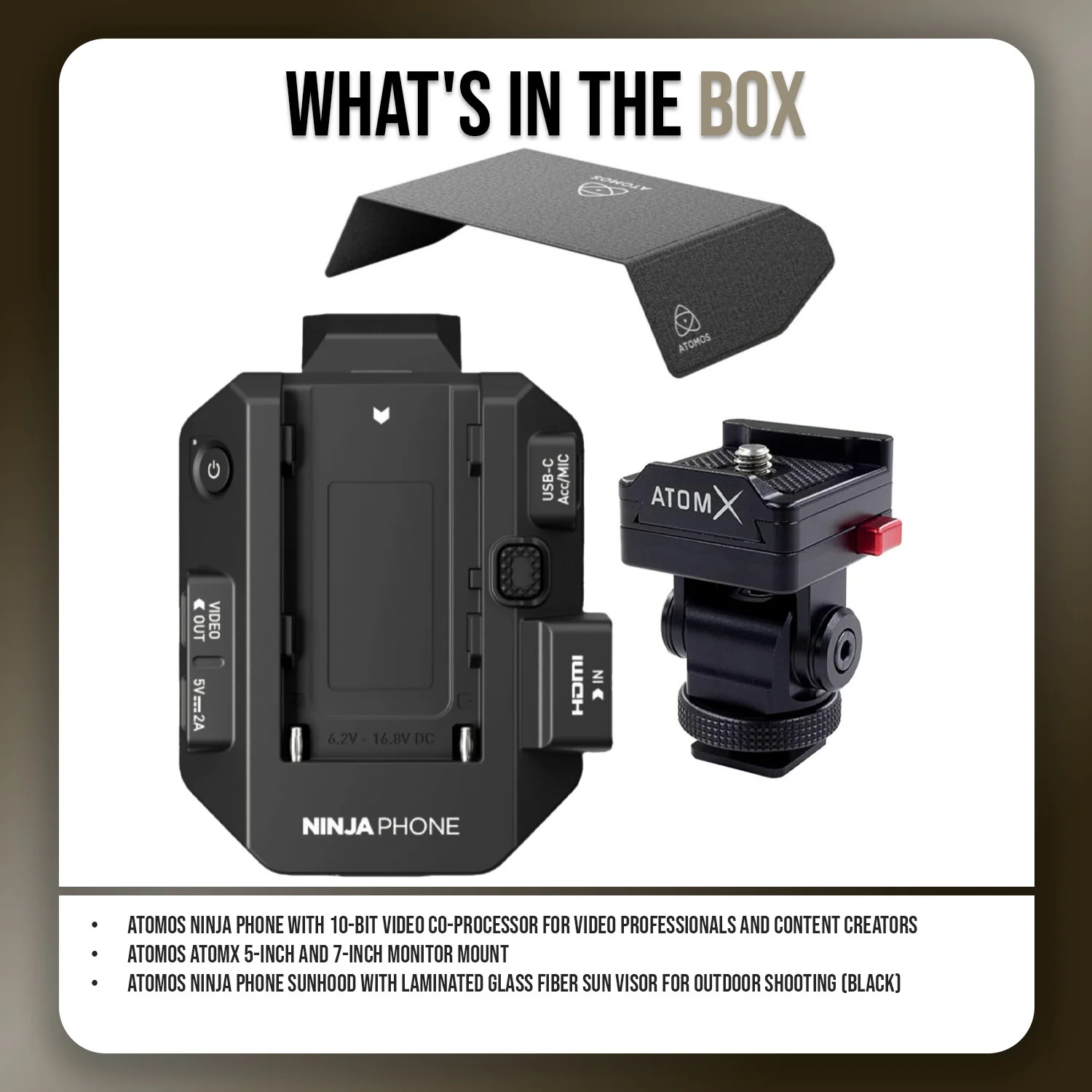 Atomos Ninja Phone for Video Professionals with 5-Inch and 7-Inch Monitor Mount and Sunhood Bundle - Image 9