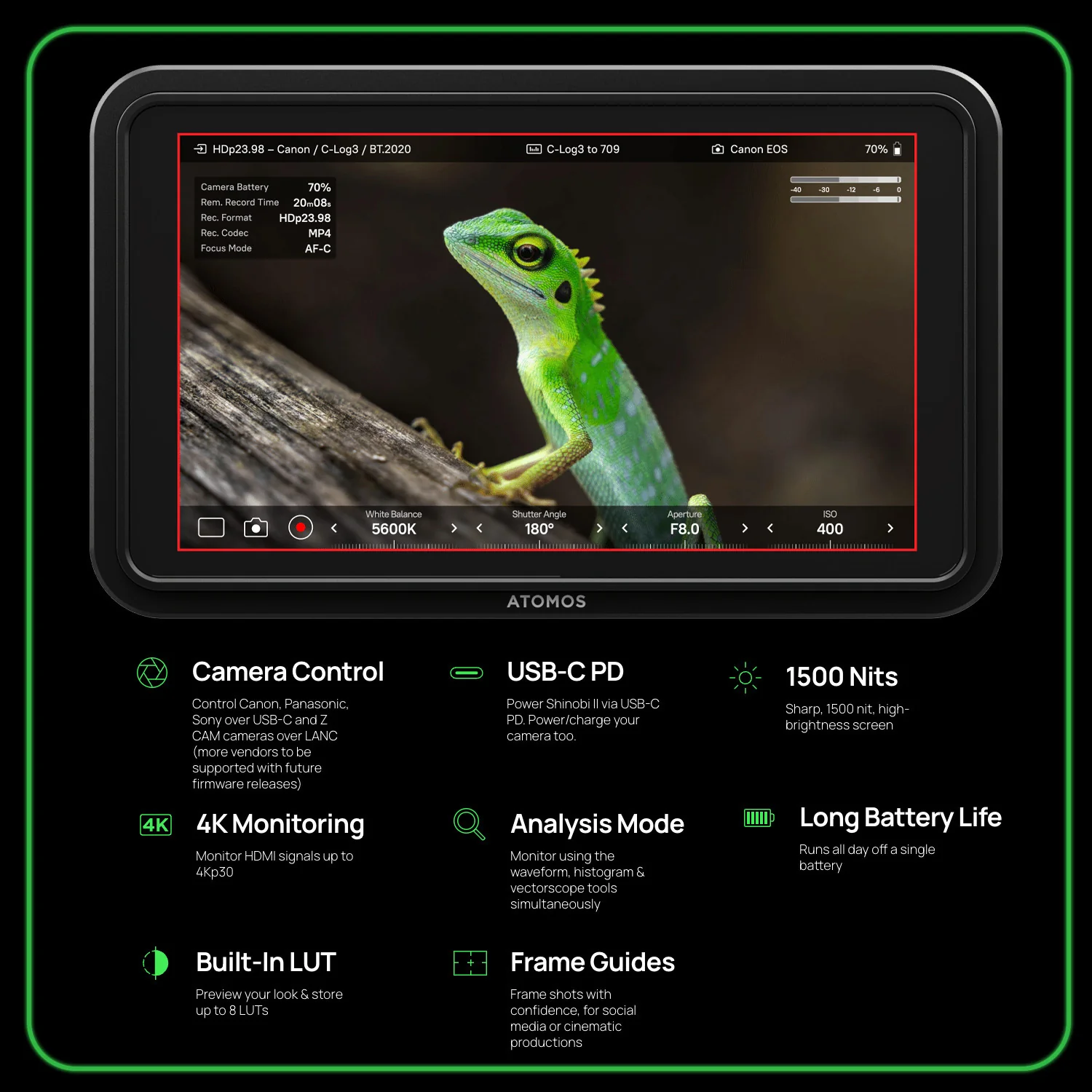Atomos Shinobi II HDMI 4K Monitor with HDR Touchscreen with Atomos Monitor Accessory Kit Bundle - Image 4