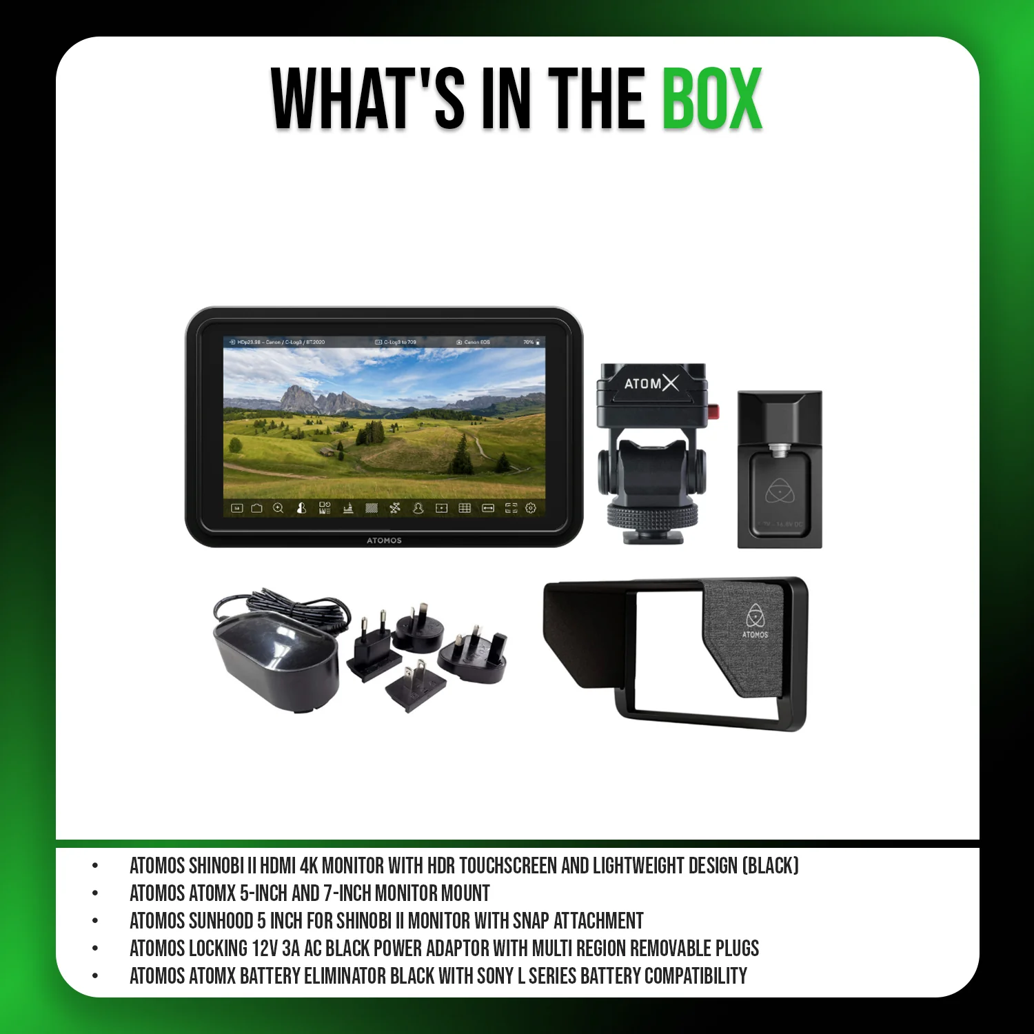 Atomos Shinobi II 5-Inch HDMI 4K Monitor with Mount, Sunhood, and Locking Adapter Bundle - Image 7