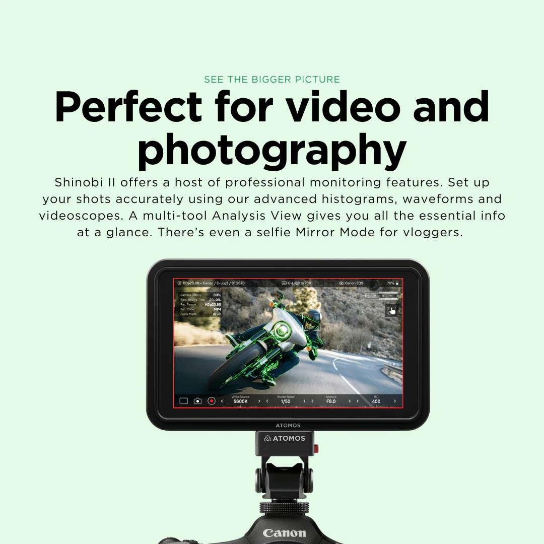 Atomos Shinobi II 5-Inch HDMI 4K Monitor Bundle with Creator and Power Kit - Image 3