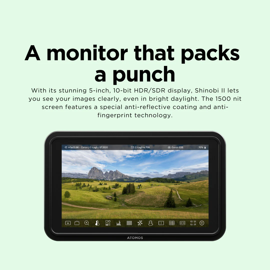 Atomos Shinobi II 5-Inch HDMI 4K Monitor Bundle with Creator and Power Kit - Image 4